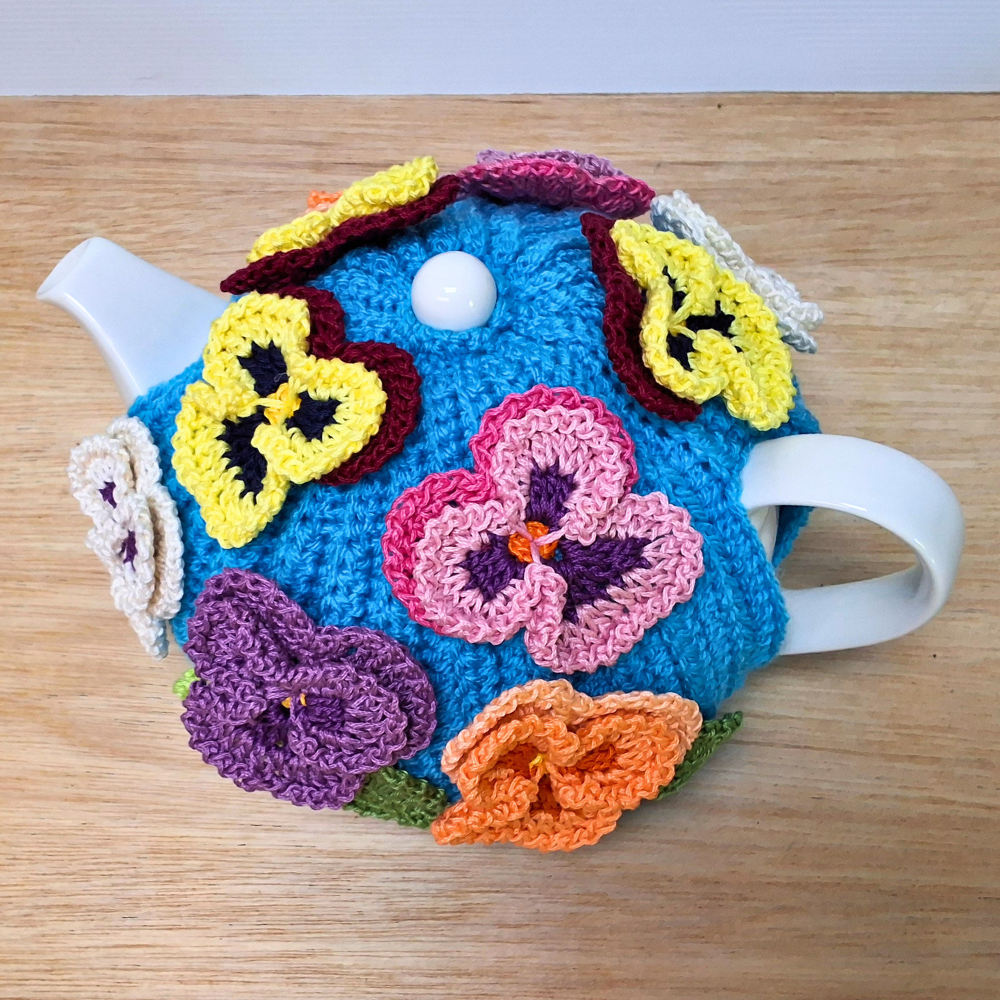 Bright Blue Pansy Medium Teacosy