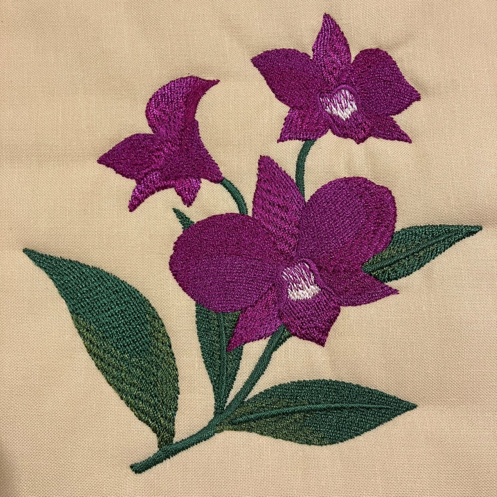 handmade Australian native quilted - royal bluebell & cooktown orchid