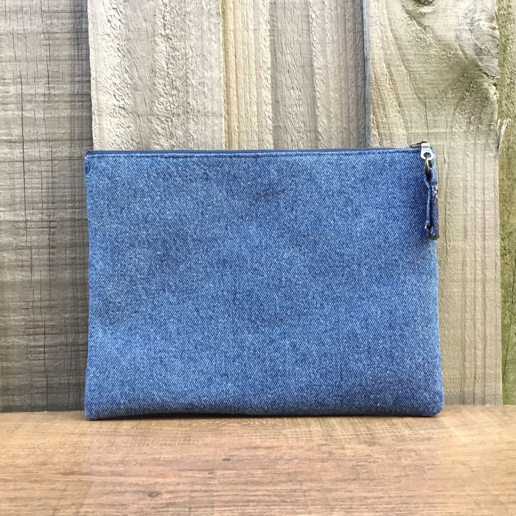 Upcycled Denim Pencil case – 3 Denim Hearts
