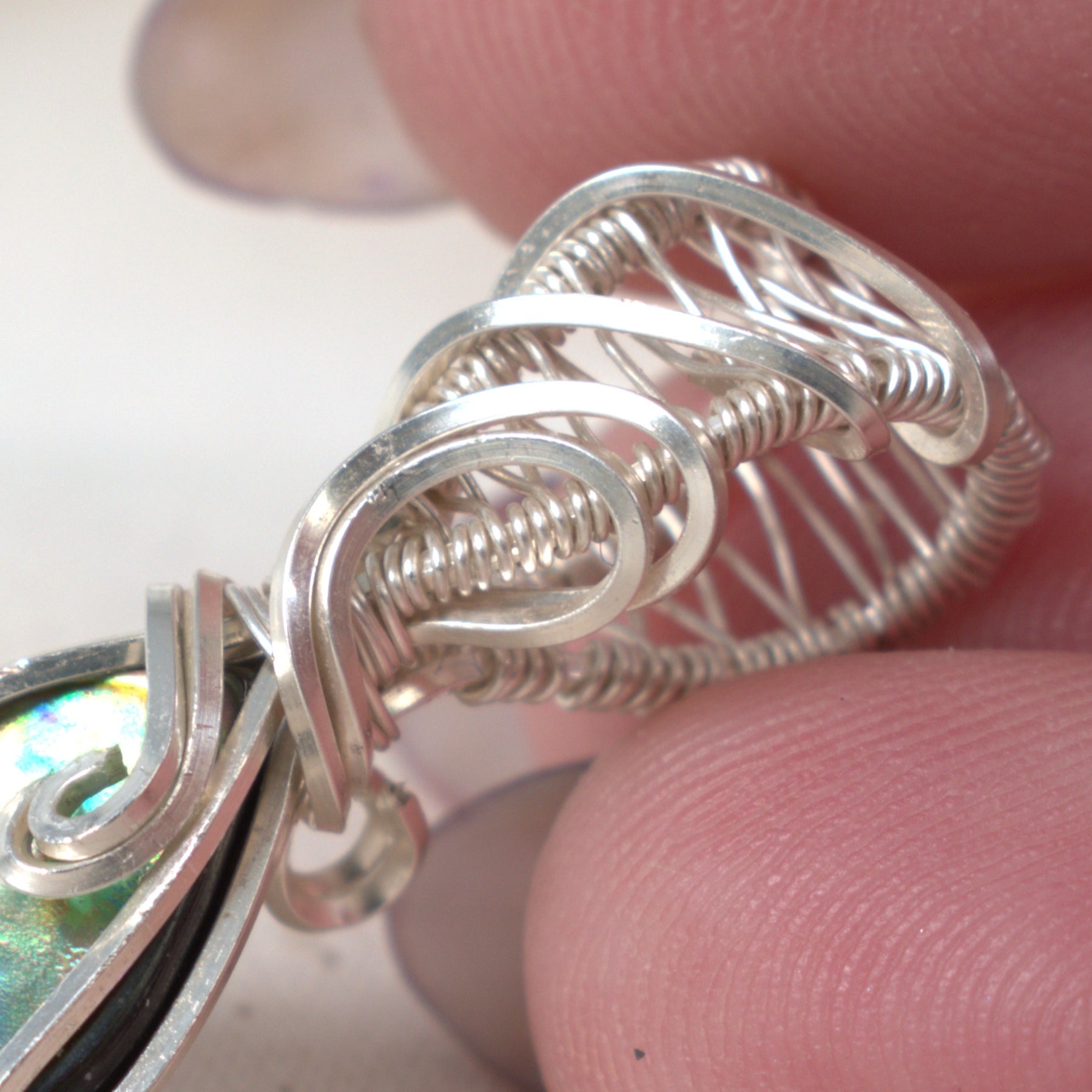 Wire-wrapped Abalone Doublet Keepsake Pendant