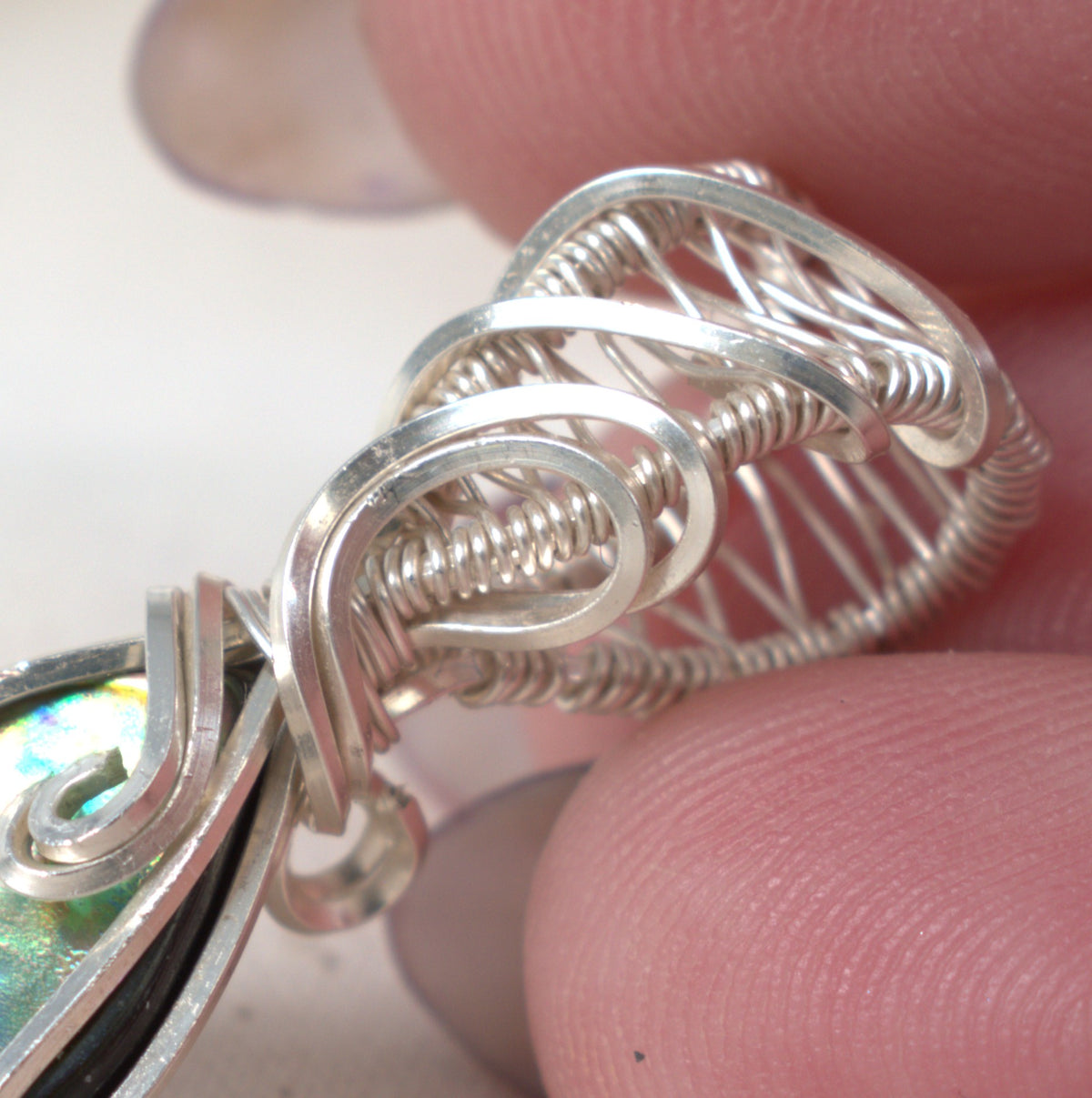 Wire-wrapped Abalone Doublet Keepsake Pendant