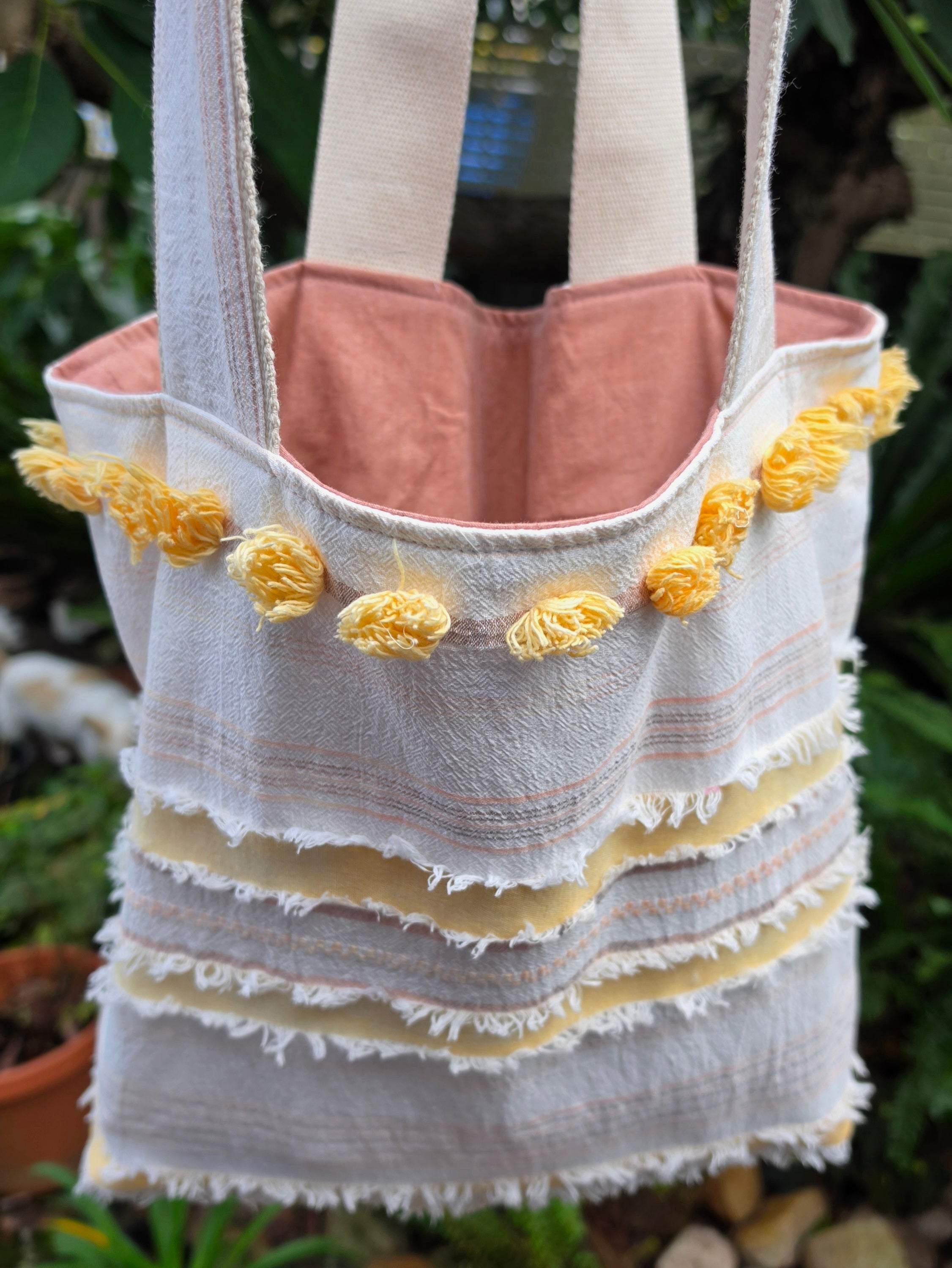 Retro-style Upcycled Tote Bag Handmade from Thrifted European Pillowcases