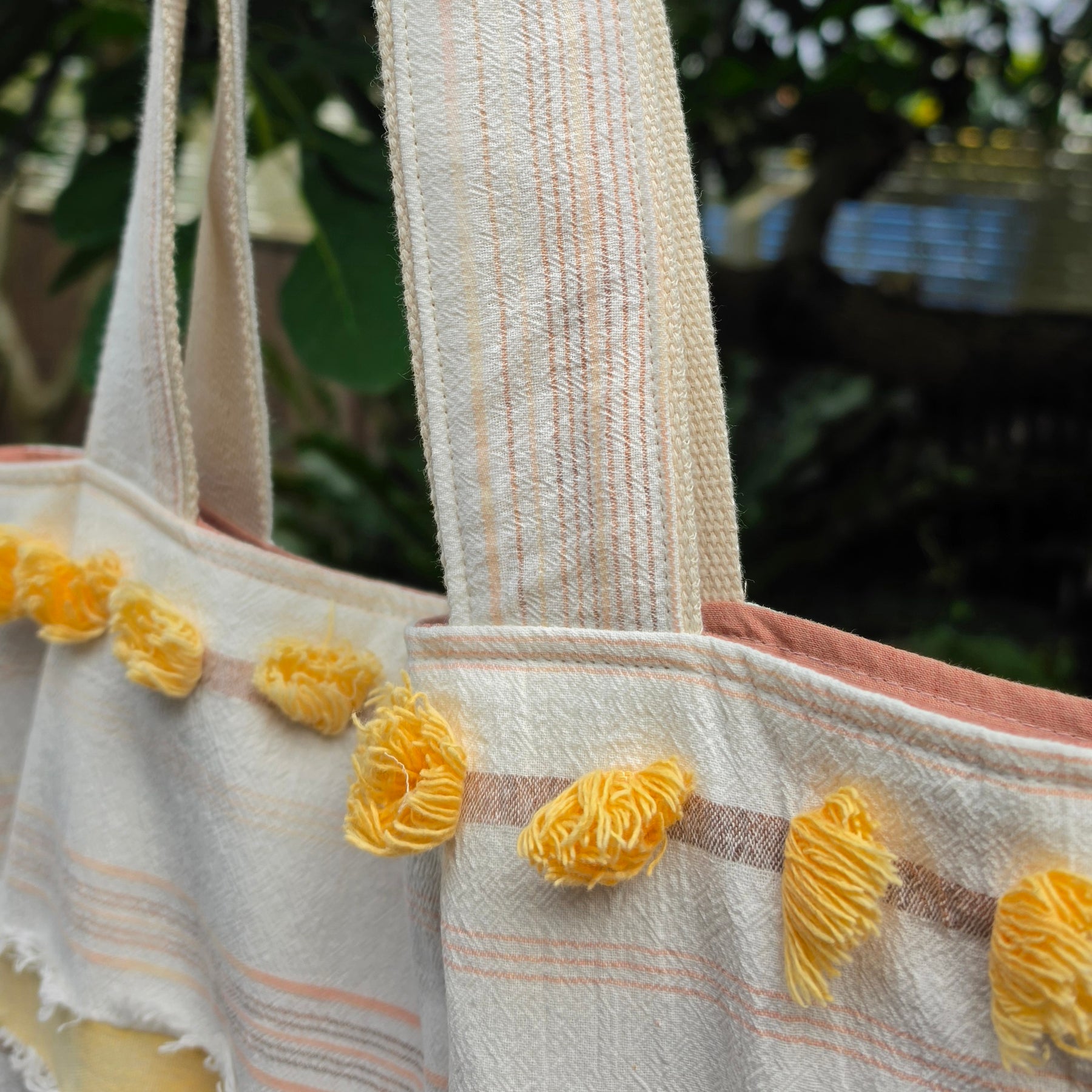 Retro-style Upcycled Tote Bag Handmade from Thrifted European Pillowcases