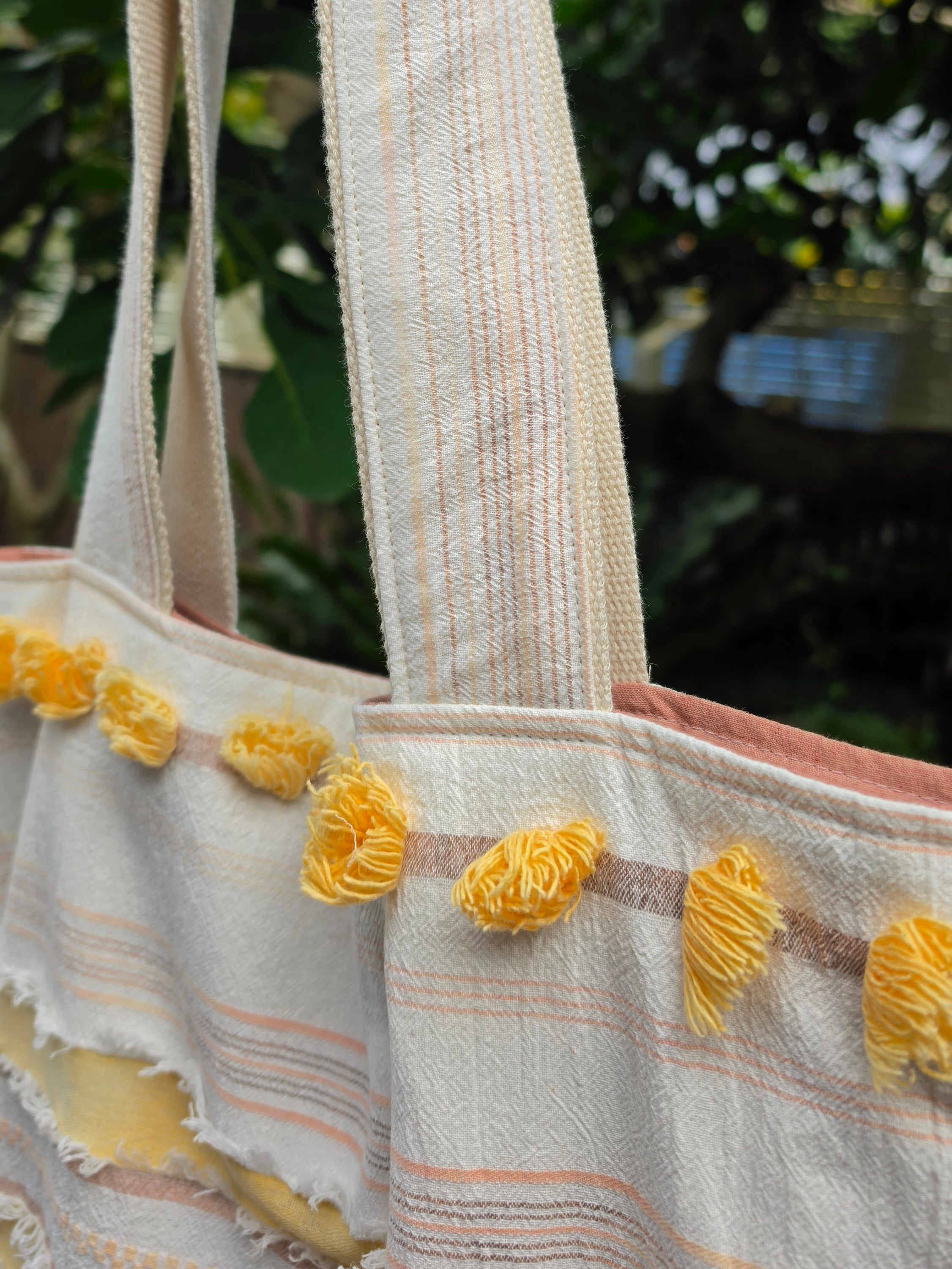 Retro-style Upcycled Tote Bag Handmade from Thrifted European Pillowcases