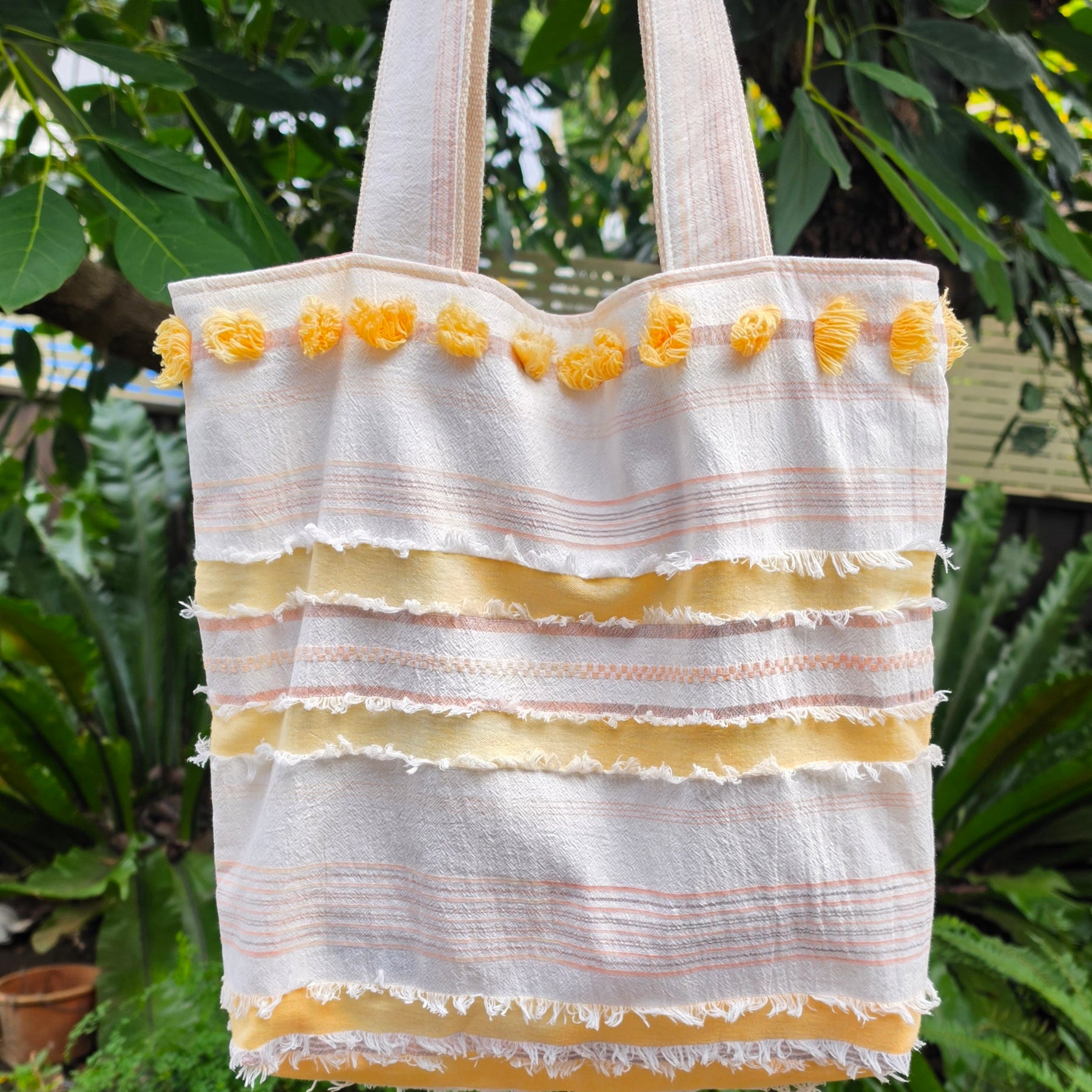 Retro-style Upcycled Tote Bag Handmade from Thrifted European Pillowcases