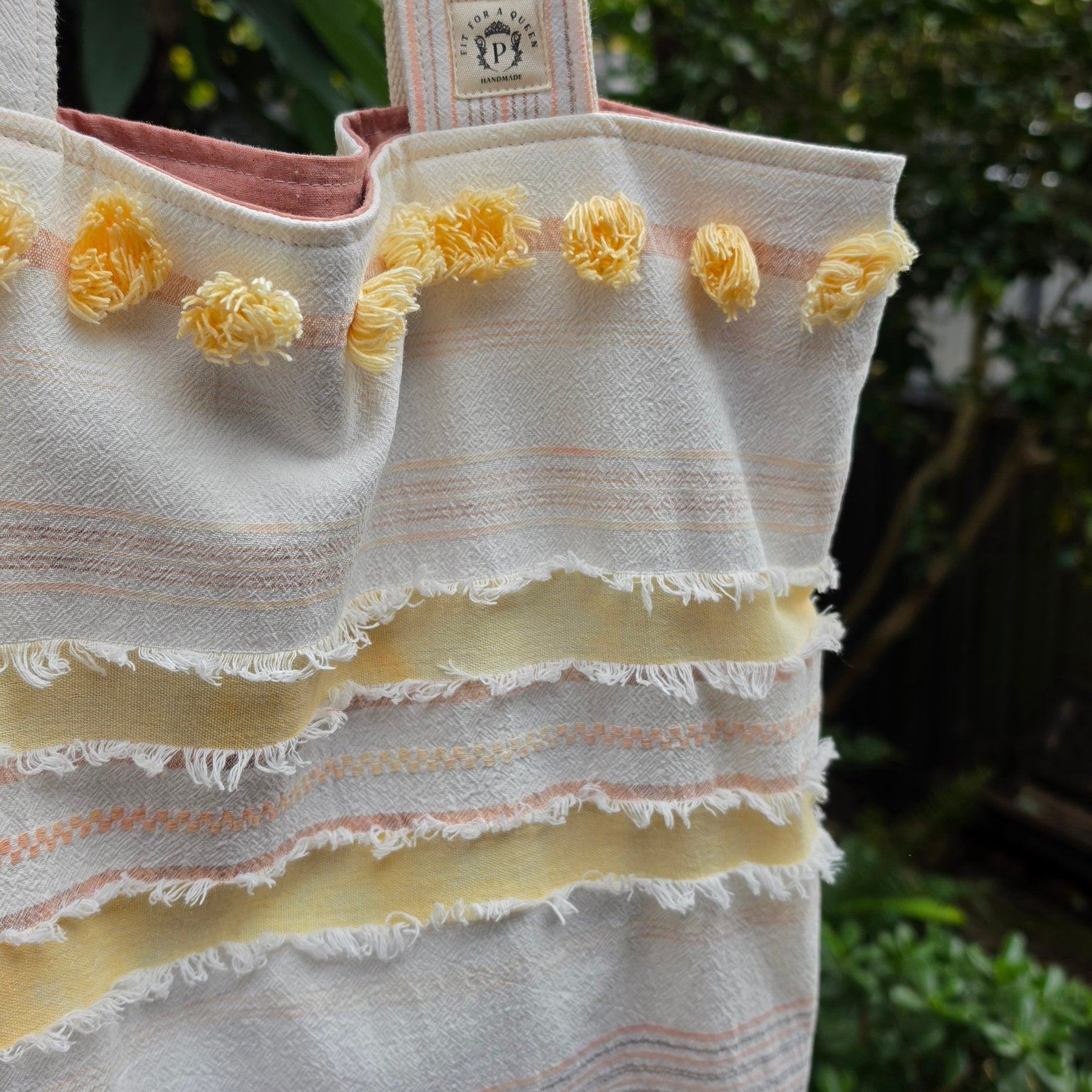 Retro-style Upcycled Tote Bag Handmade from Thrifted European Pillowcases