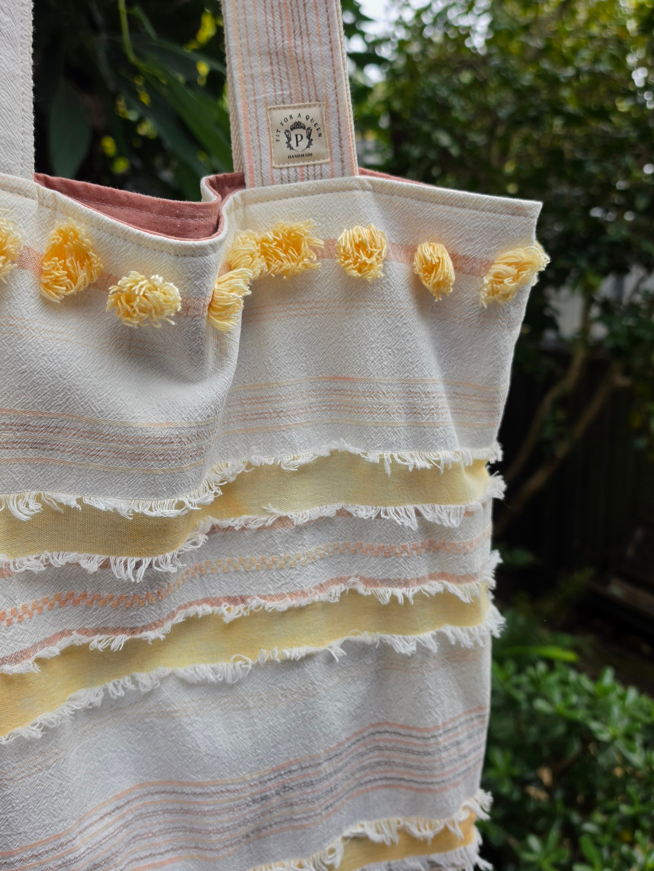 Retro-style Upcycled Tote Bag Handmade from Thrifted European Pillowcases