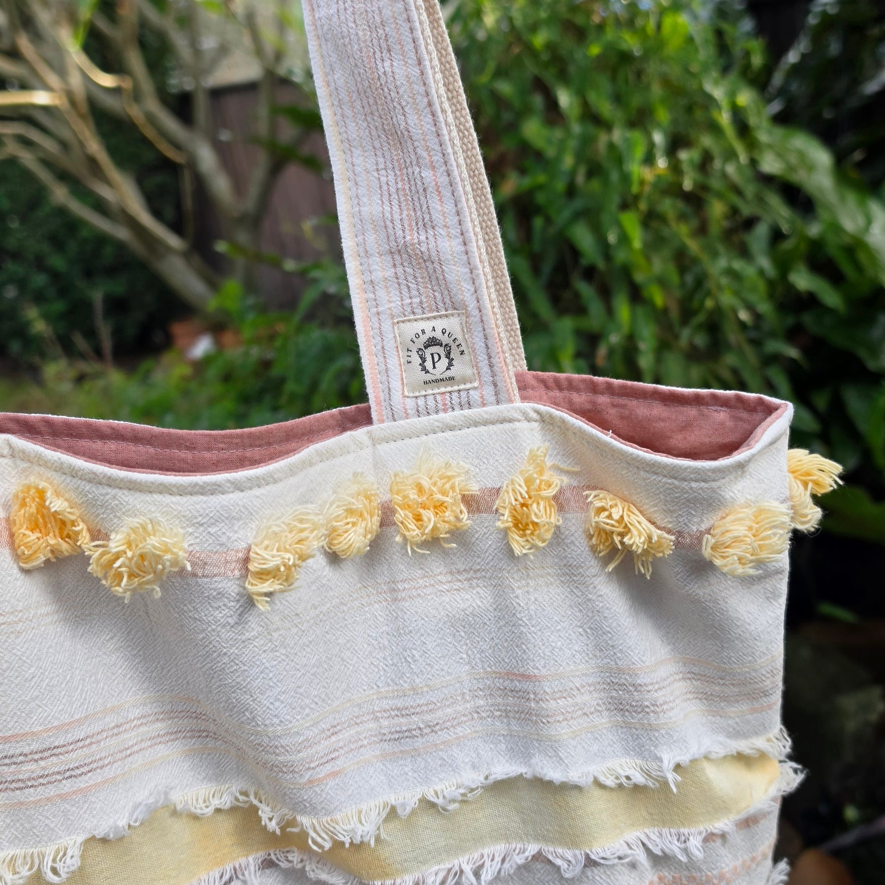 Retro-style Upcycled Tote Bag Handmade from Thrifted European Pillowcases
