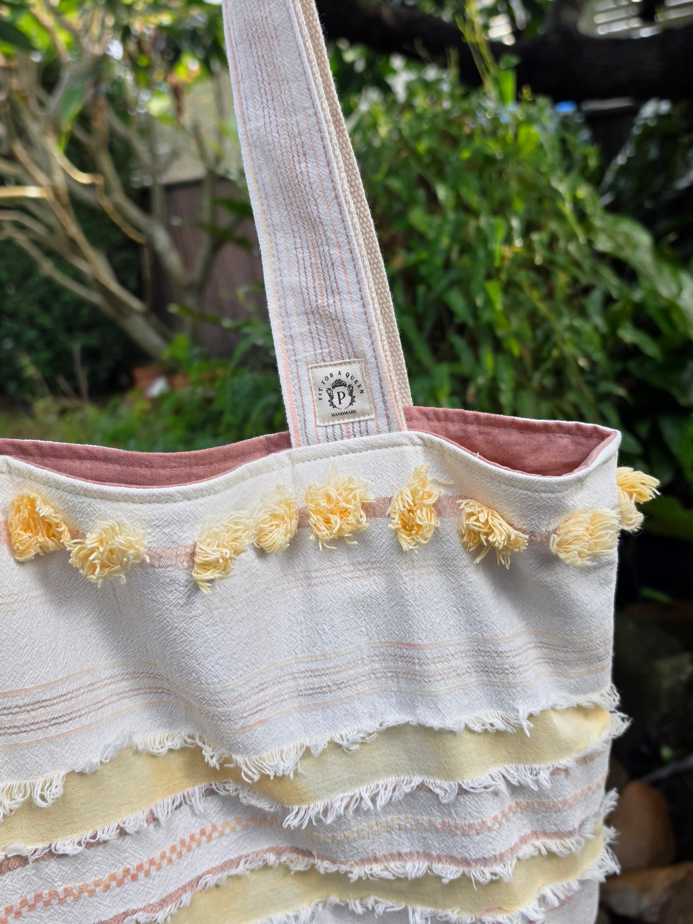 Retro-style Upcycled Tote Bag Handmade from Thrifted European Pillowcases