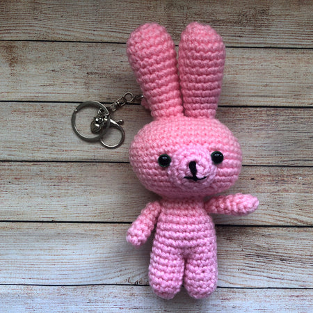 Crochet Bunny Keychain | Handmade Amigurumi Rabbit | Pink Bunny Bag Charm
