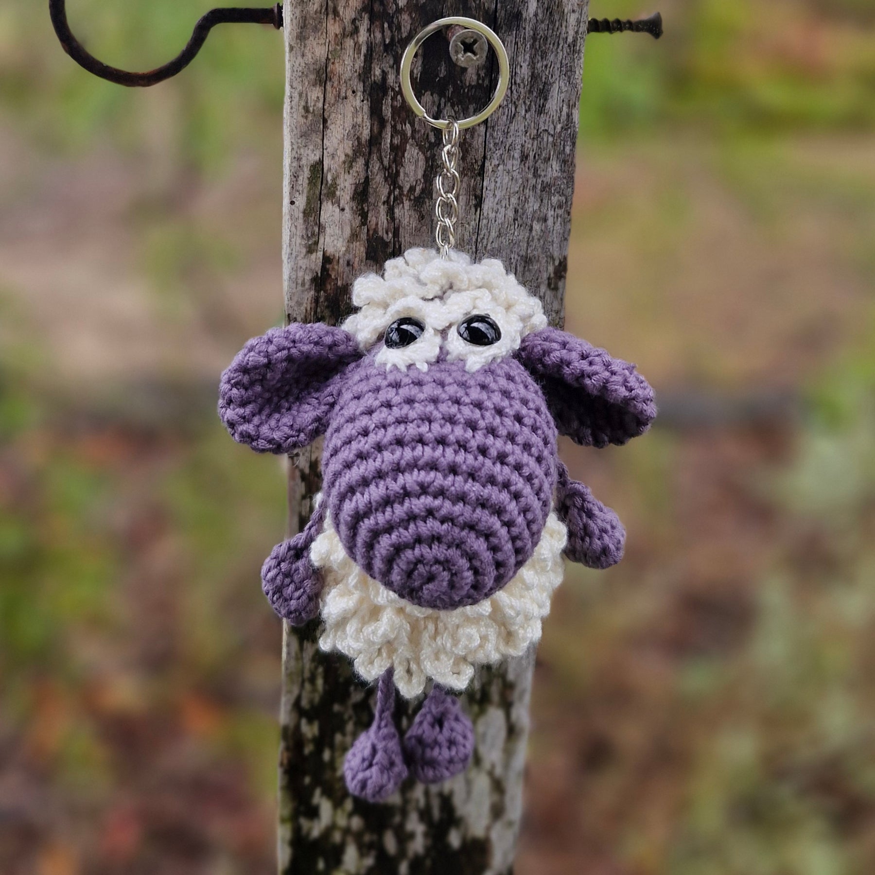 Adorable Grey Hand-Crocheted Sheep Keychain!