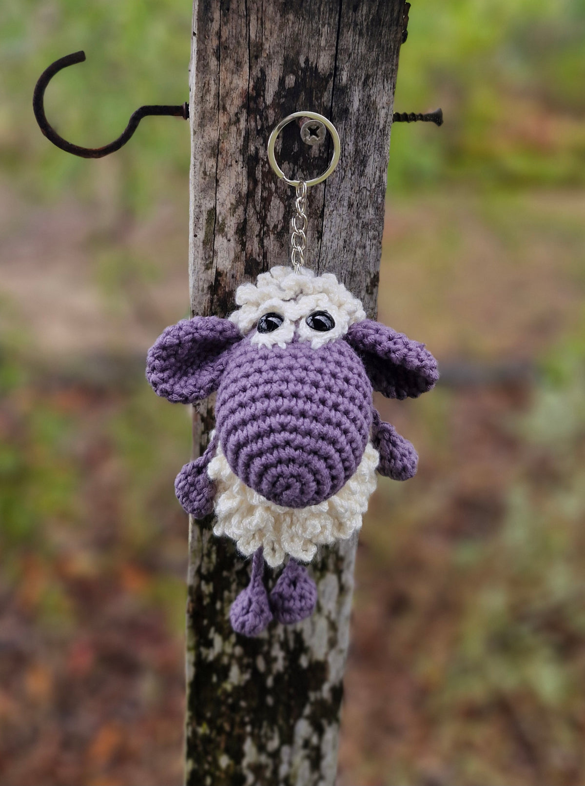 Adorable Grey Hand-Crocheted Sheep Keychain!