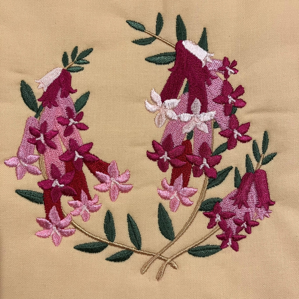 handmade Australian native quilted - pink heath & sturts desert rose