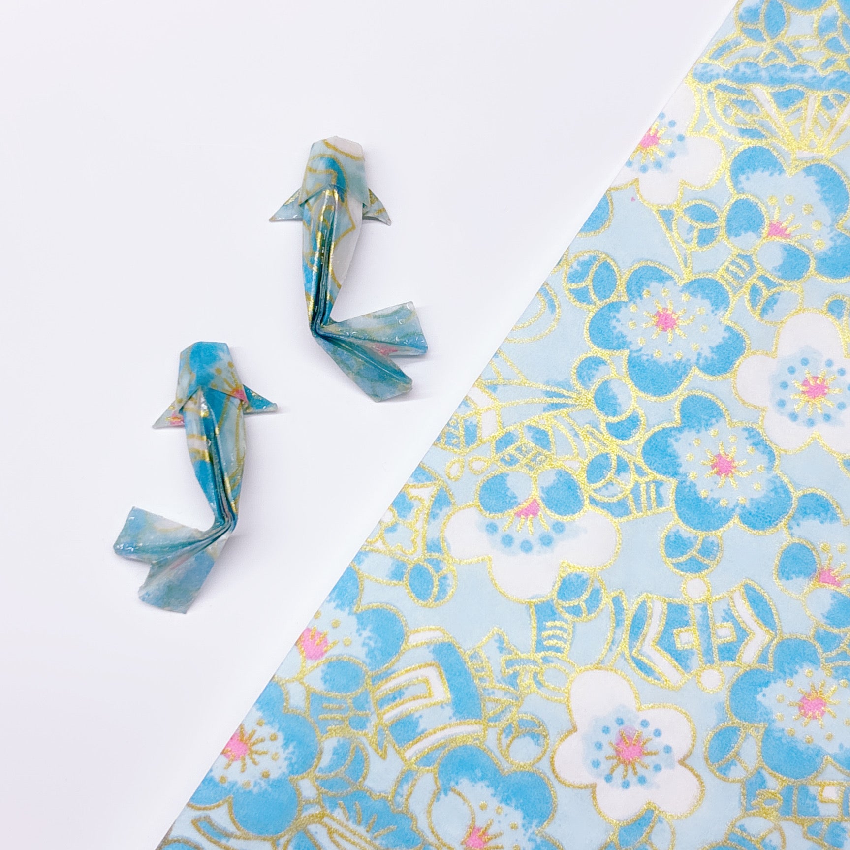 Handmade paper origami mini Koi fish earrings / ear clip on / 18K gold hook / silver