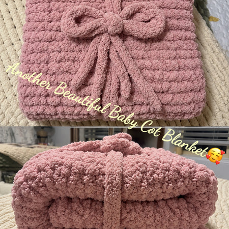 Handmade Pink Baby Blanket with Bow