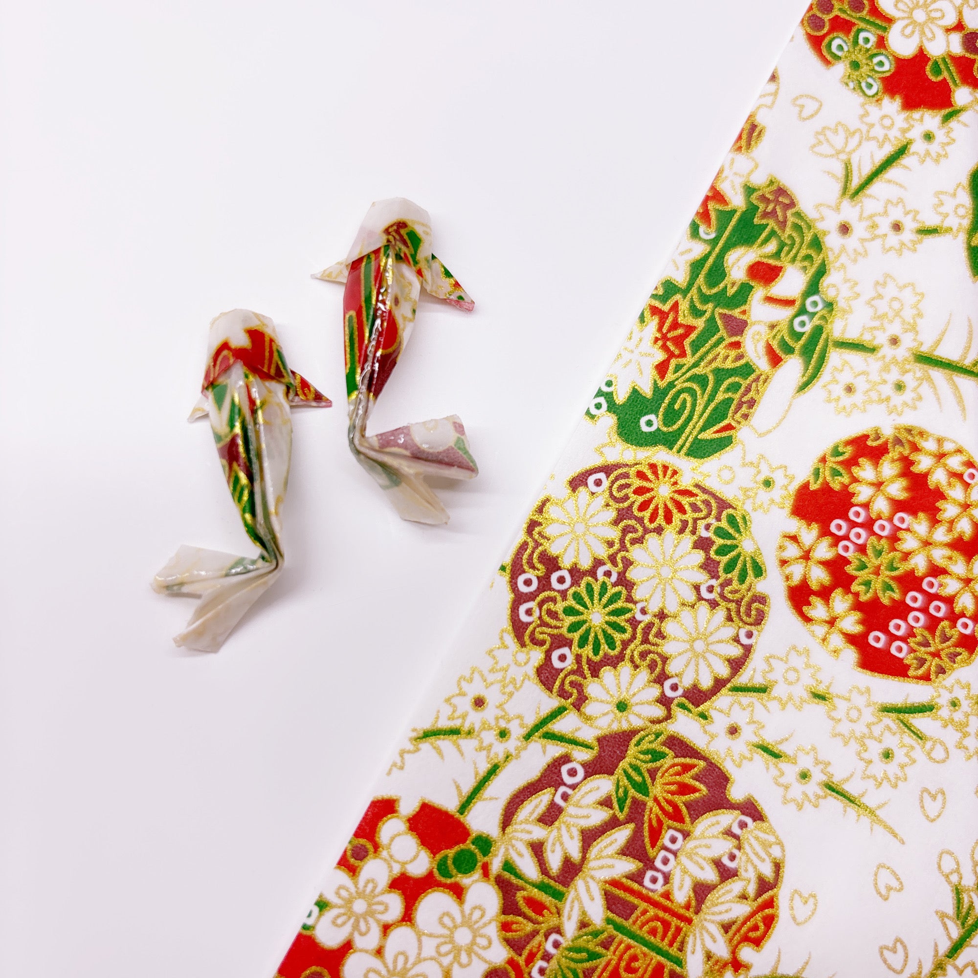 Handmade paper origami mini Koi fish earrings / ear clip on / 18K gold hook / silver