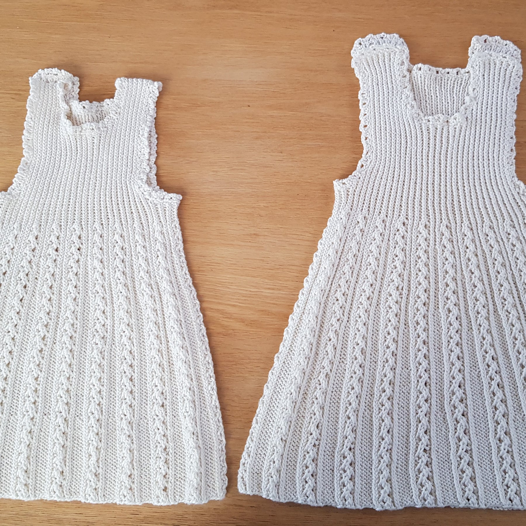 Handknitted Lacey Baby Dress/Pinafore Sz 3-9*mths Cream