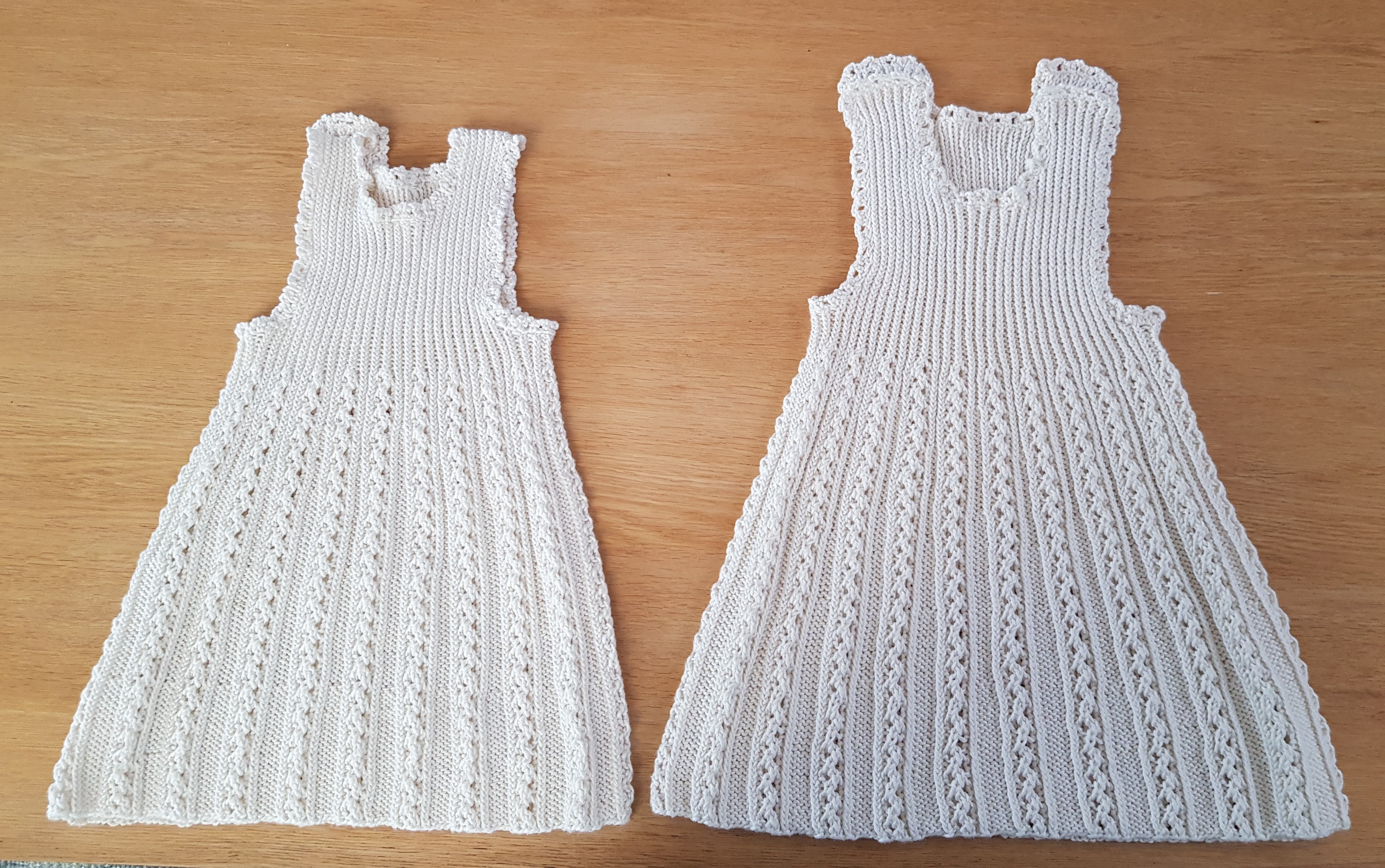 Handknitted Lacey Baby Dress/Pinafore Sz 3-9*mths Cream