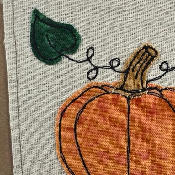 Pumpkin - Handmade Fabric Greeting Card