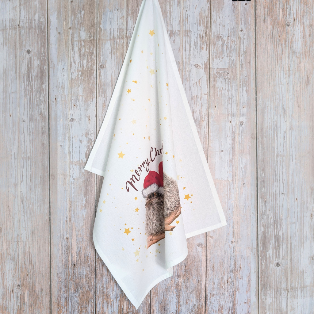 Tawny Frogmouth Chicks | Christmas Cotton Tea Towel
