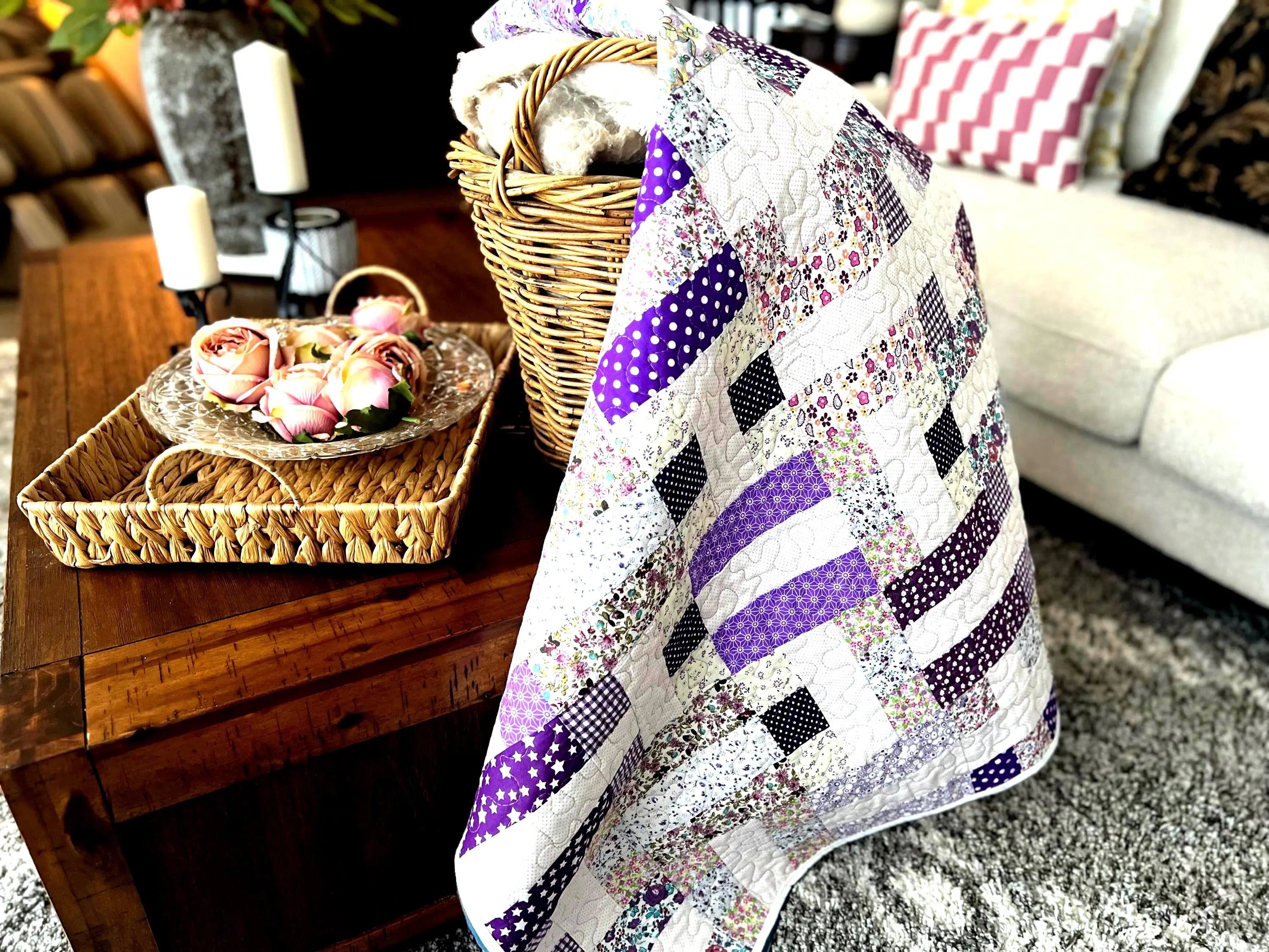 Easy Patchwork Baby Boy Baby Girl Quilt Pattern: Reversible 41" DIY (PDF)
