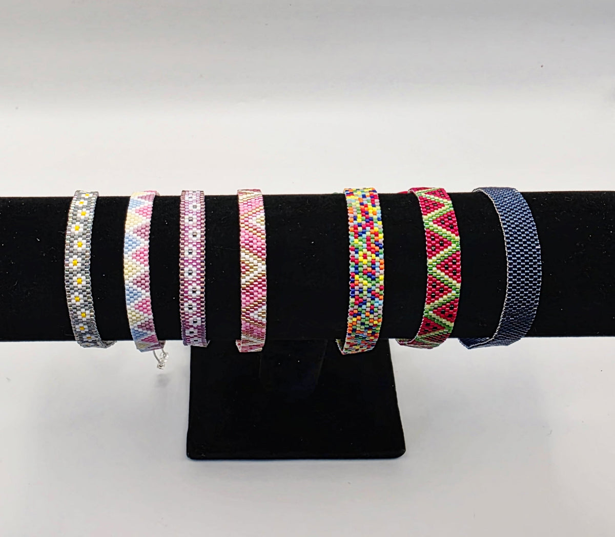 Pink and Gold, Handwoven Beaded Bracelet, Adjustable