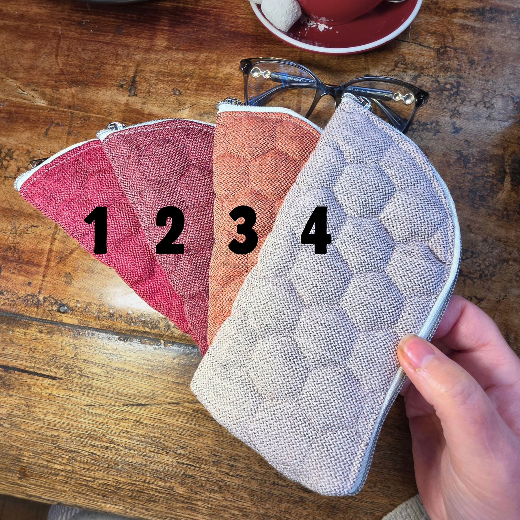 Quilted glasses and sunglasses case, handmade and upcycled NEW DESIGN