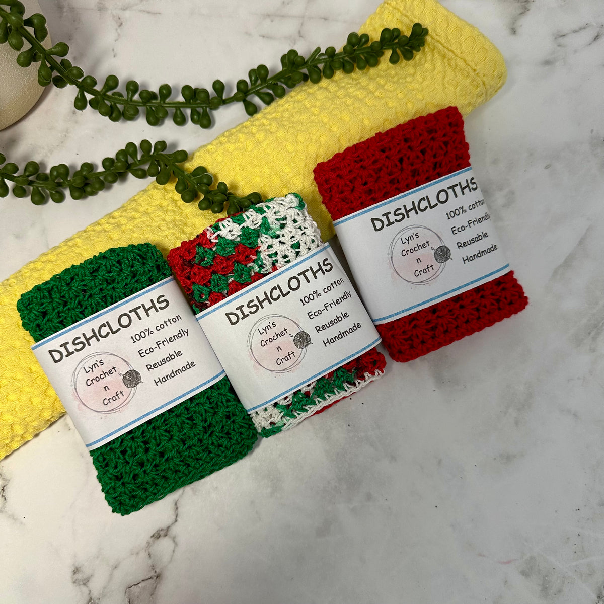 Handmade Crocheted Cotton Dishcloths – Reusable Kitchen Cloths