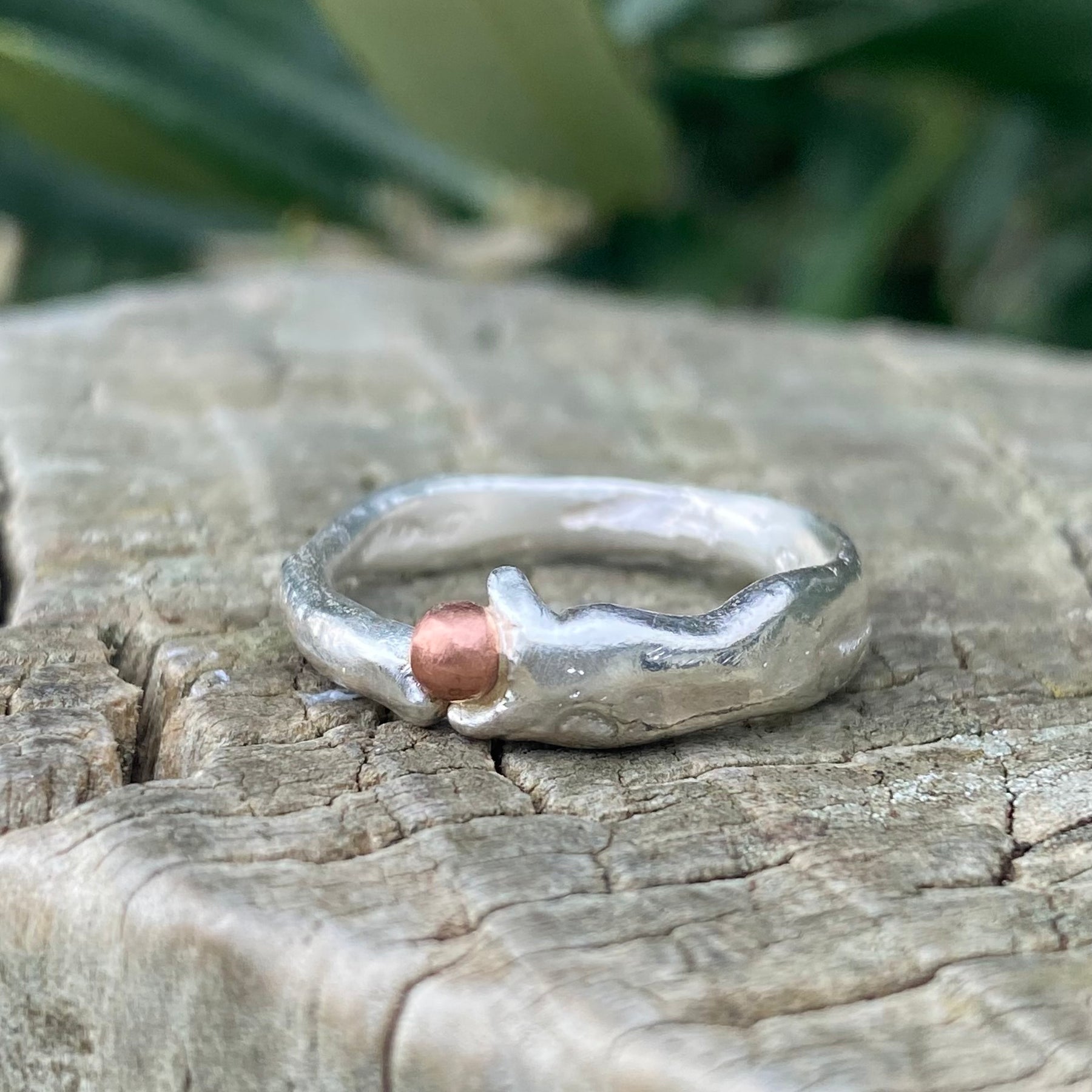 Seed Ring | Sand Cast Sterling Silver with Copper