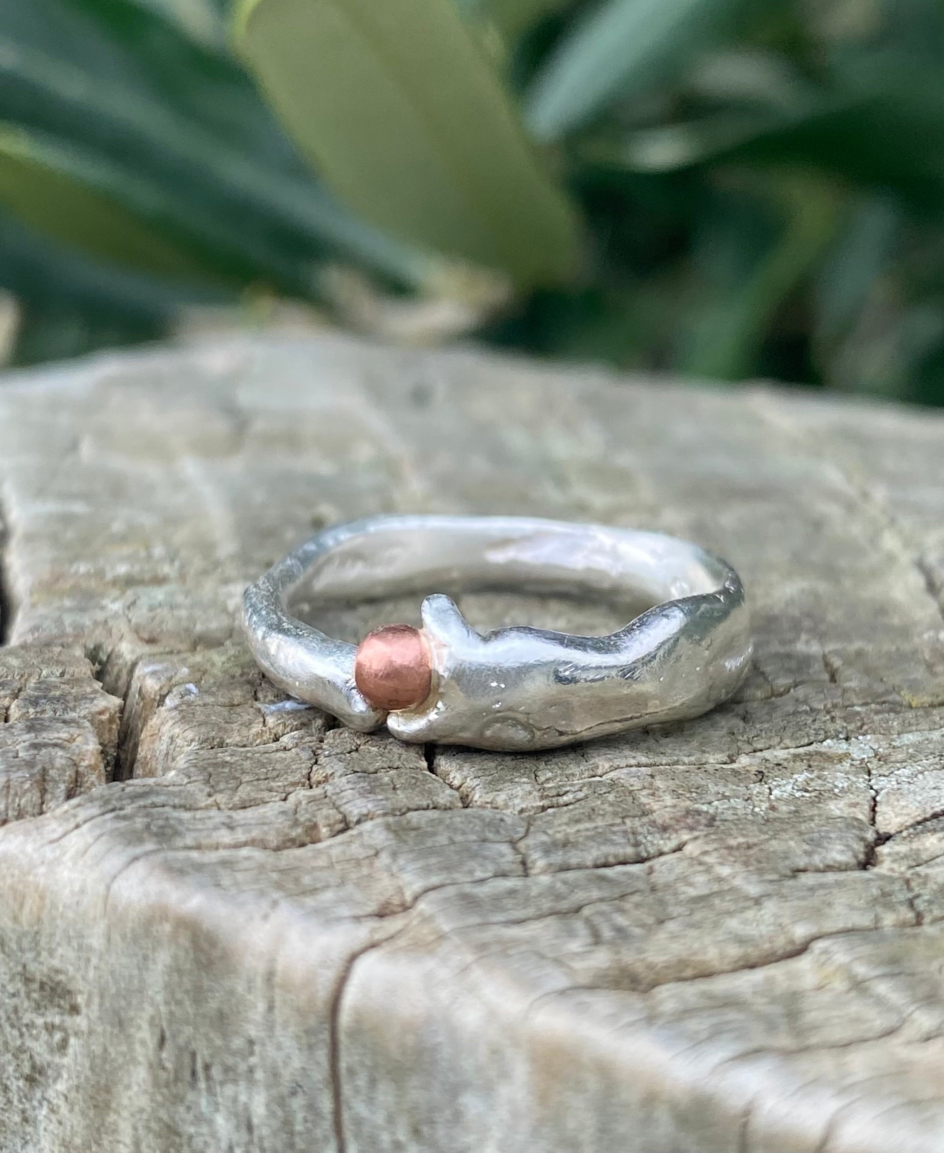 Seed Ring | Sand Cast Sterling Silver with Copper