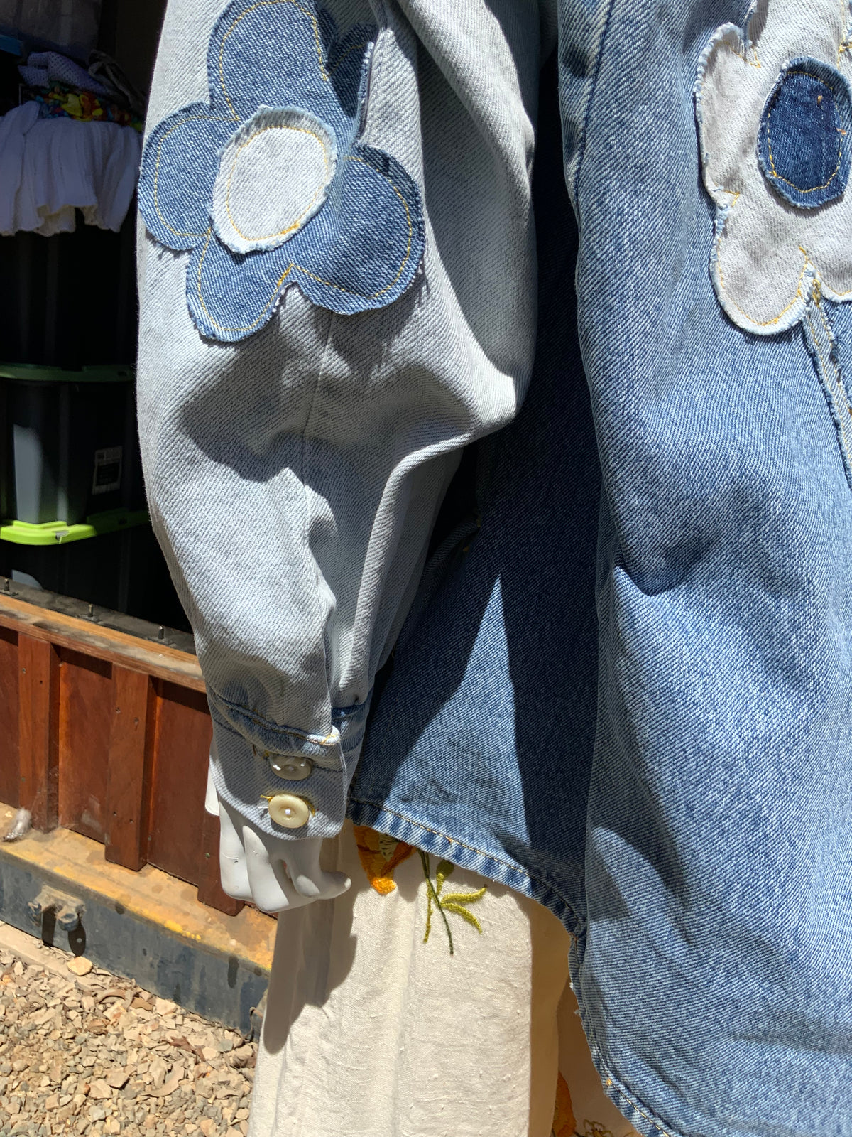 "Daisy Dreaming" Upcycled Denim Blouse