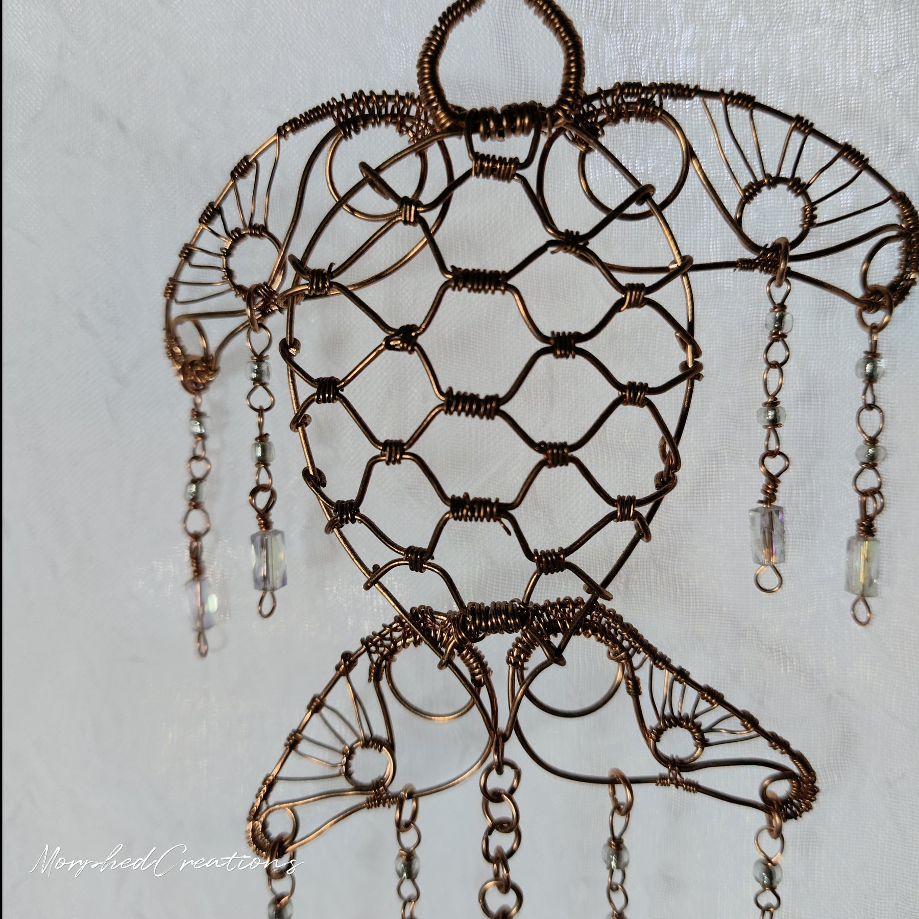 Woven Copper Wire Sea Turtle Sun Catcher