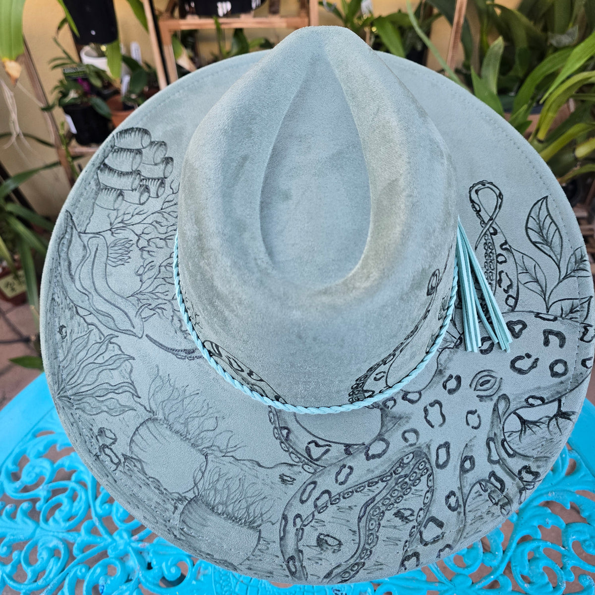 🌊 Deep Sea Obsession: Hand-Burnt Pyrography Fedora 🌊