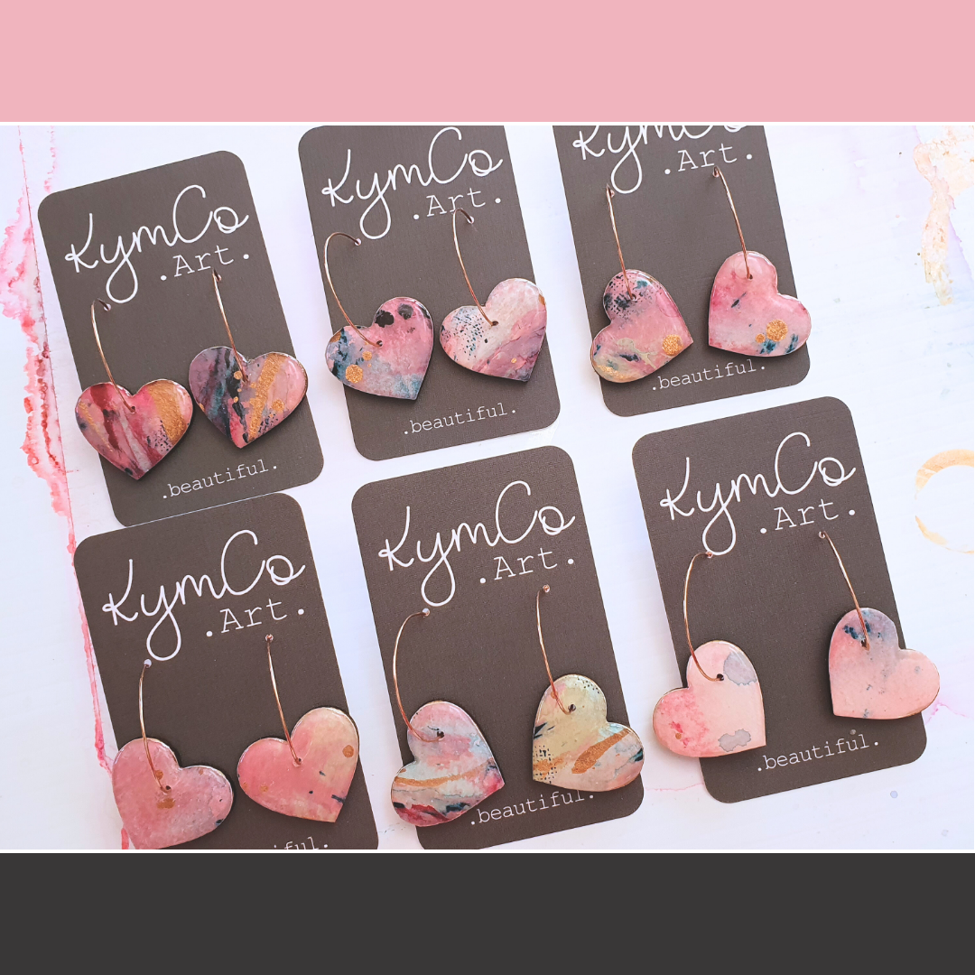 I love you | Resin art jewellery | Sweet Hearts Valentine earrings