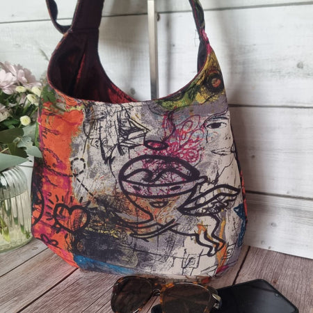 Sadie Jane Upcycled Graffiti Hobo Bag