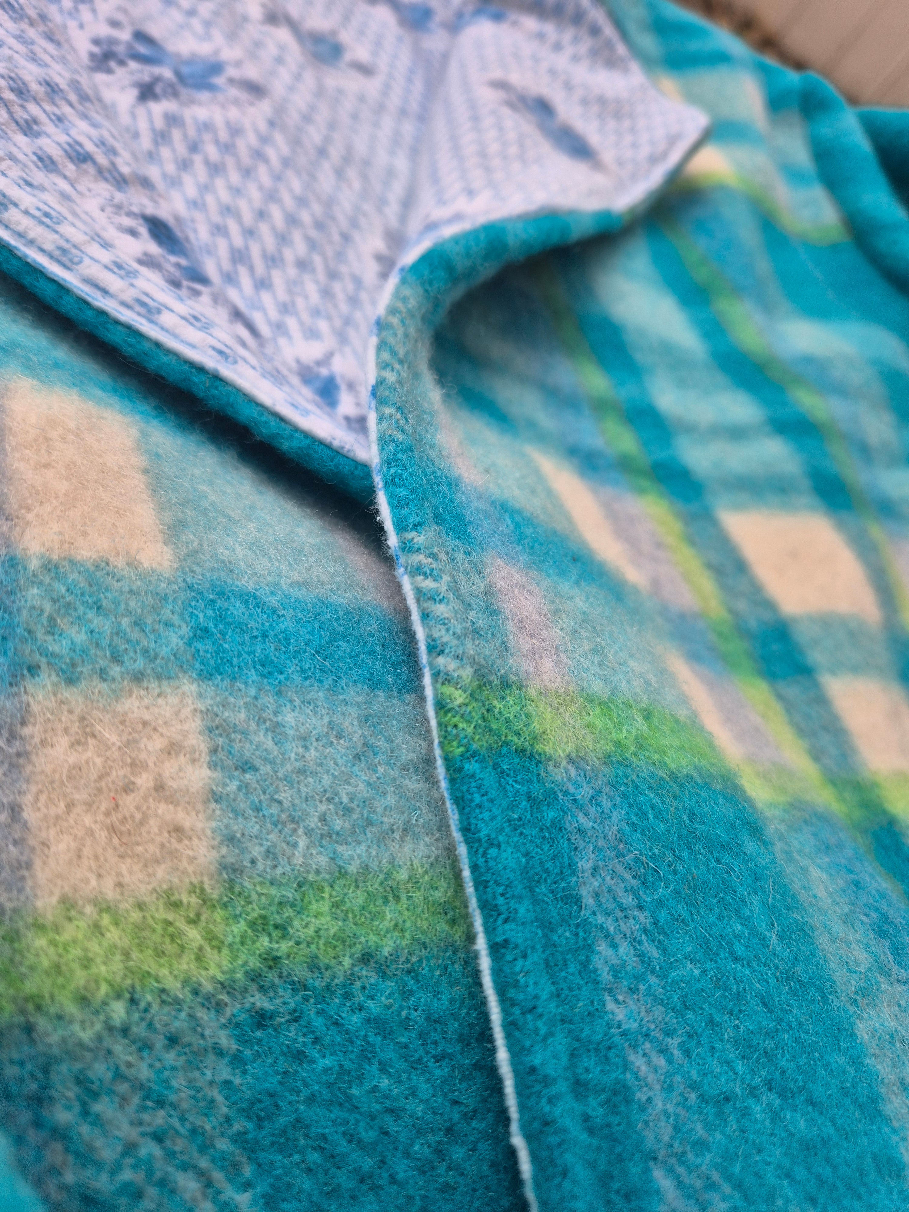 Upcycled woollen blanket jacket size 18