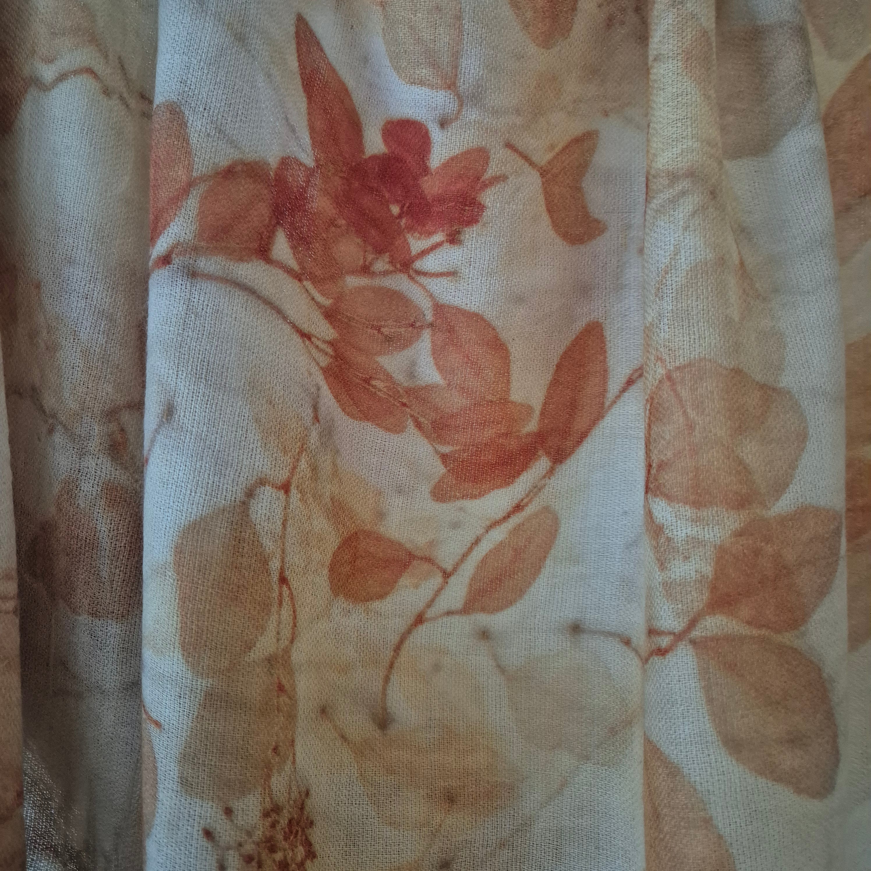 Pure merino wool fine wrap ecoprinted