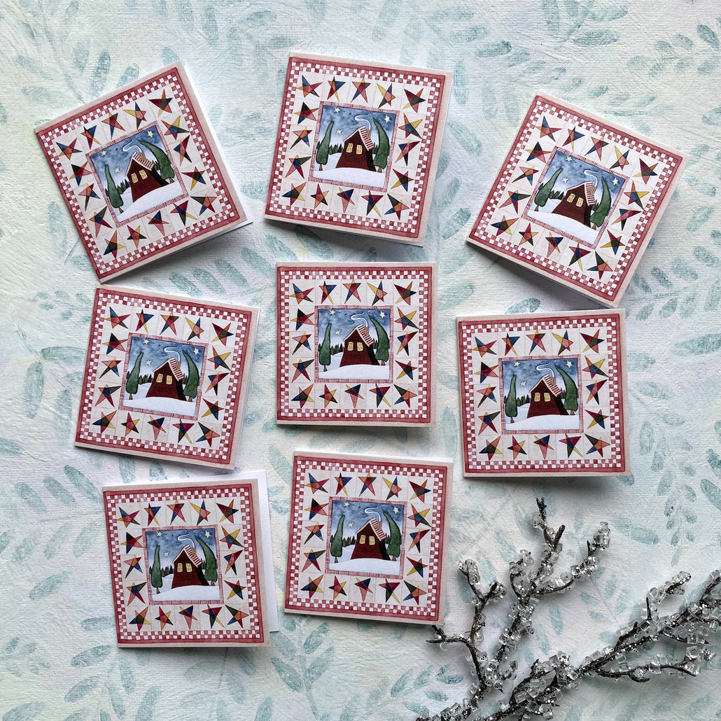 8 Christmas gift tags with a cosy cabin (gt-home)