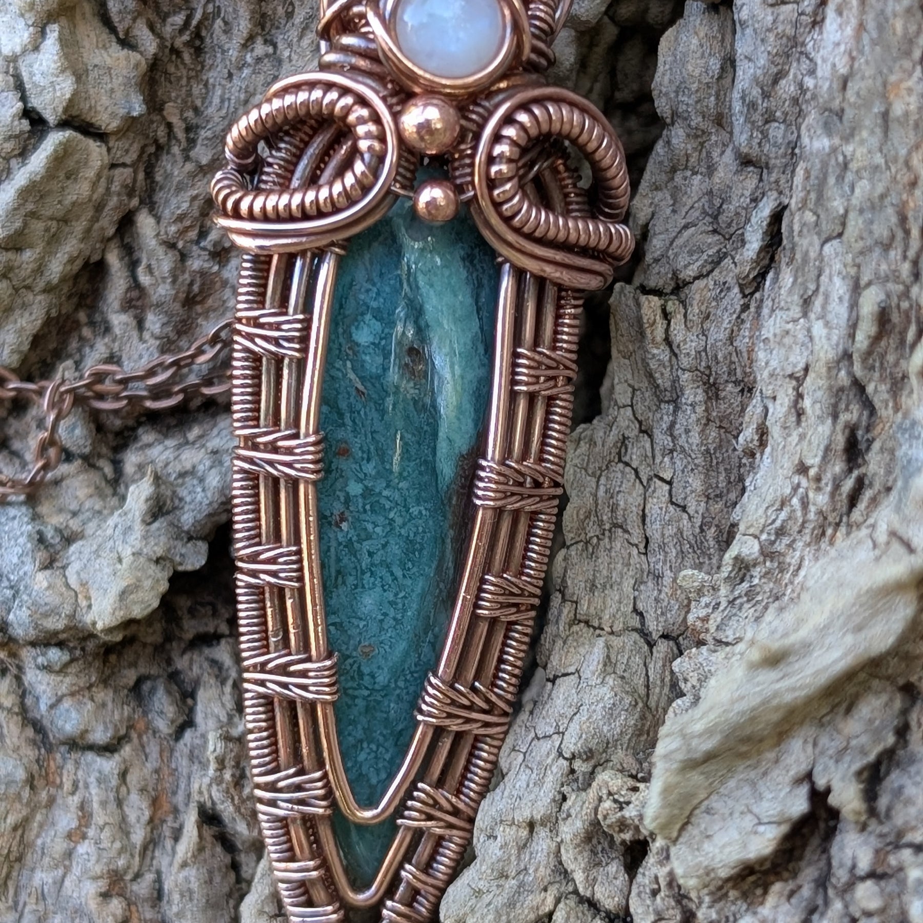 Turpentine - Green Aventurine and Moonstone in Copper