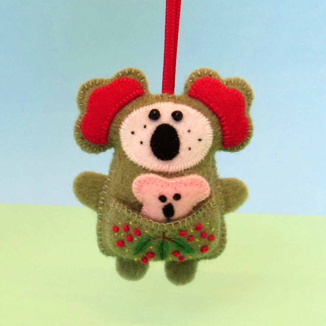 Koala & Joey Wool Felt Ornament - Australian Animal