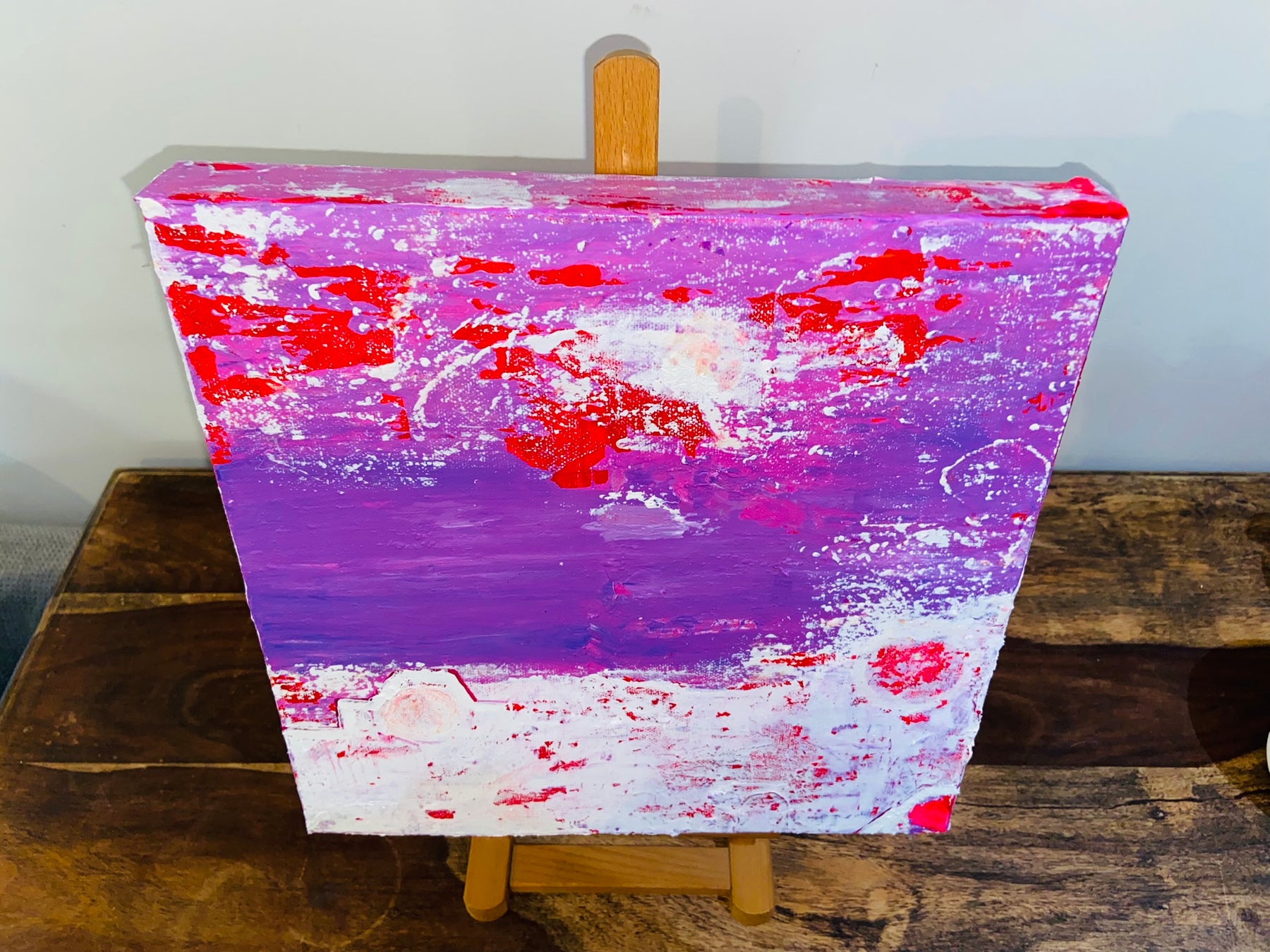 Inverted with Camera Abstract Acrylic Canvas Painting by Australian Artist Margo Humphries (30.5x30.5cm)