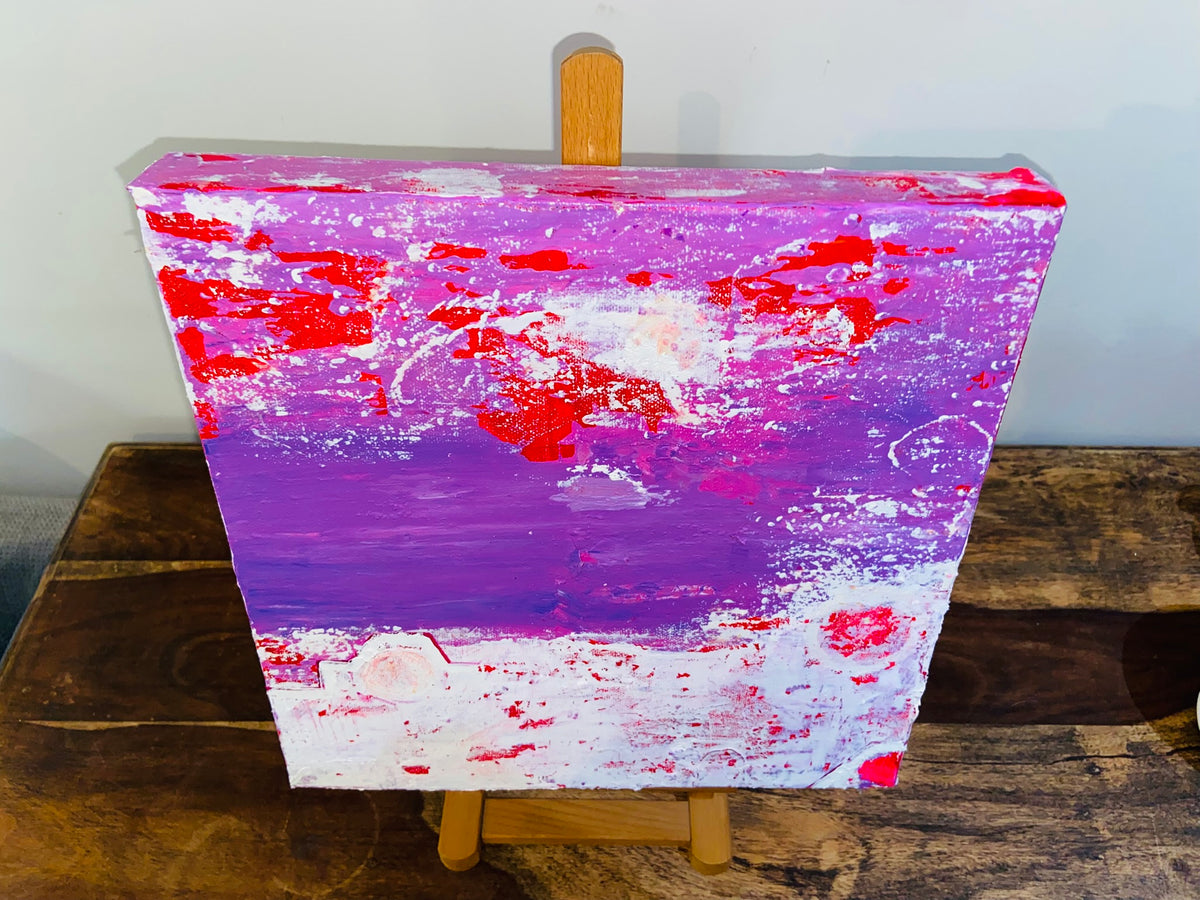Inverted with Camera Abstract Acrylic Canvas Painting by Australian Artist Margo Humphries (30.5x30.5cm)