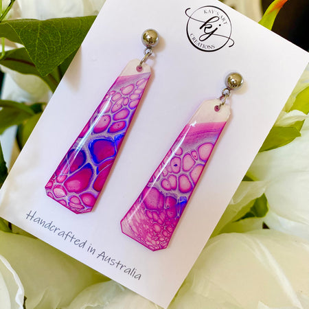 Pink and Blue Stud Dangle Earrings