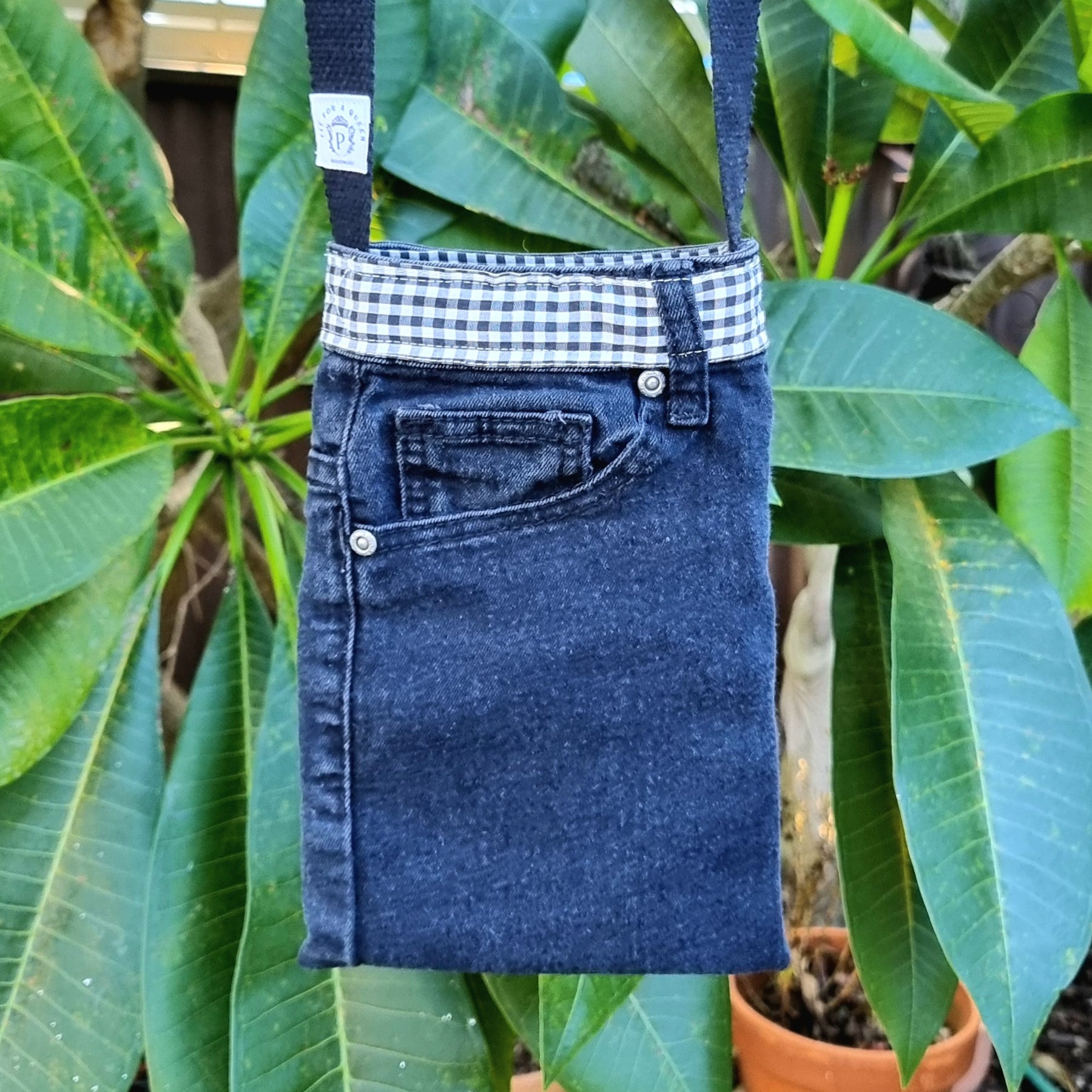 Upcycled Black Denim Jeans Crossbody Bag