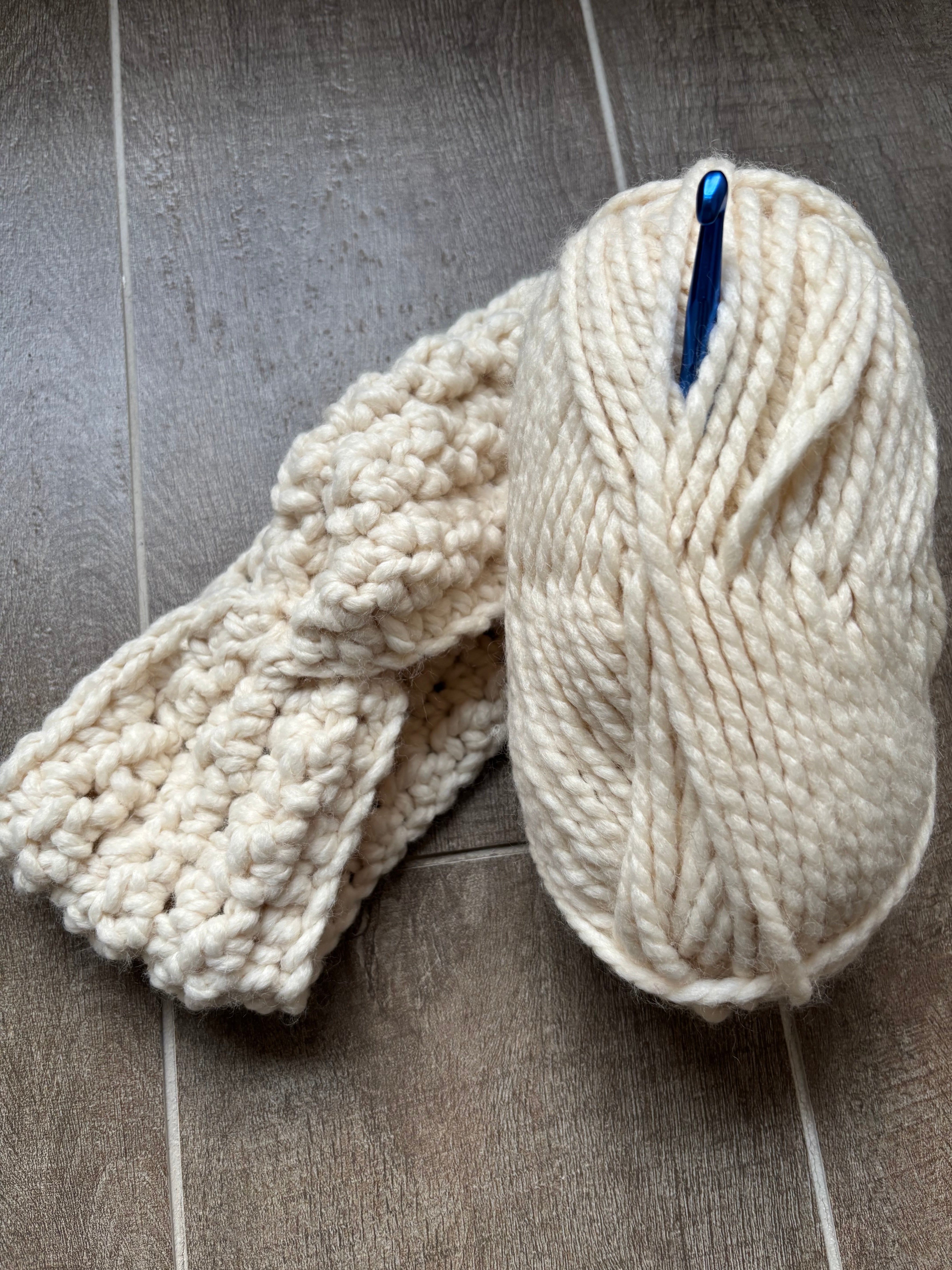 Hand Crocheted Headband | Super Chunky | Cream