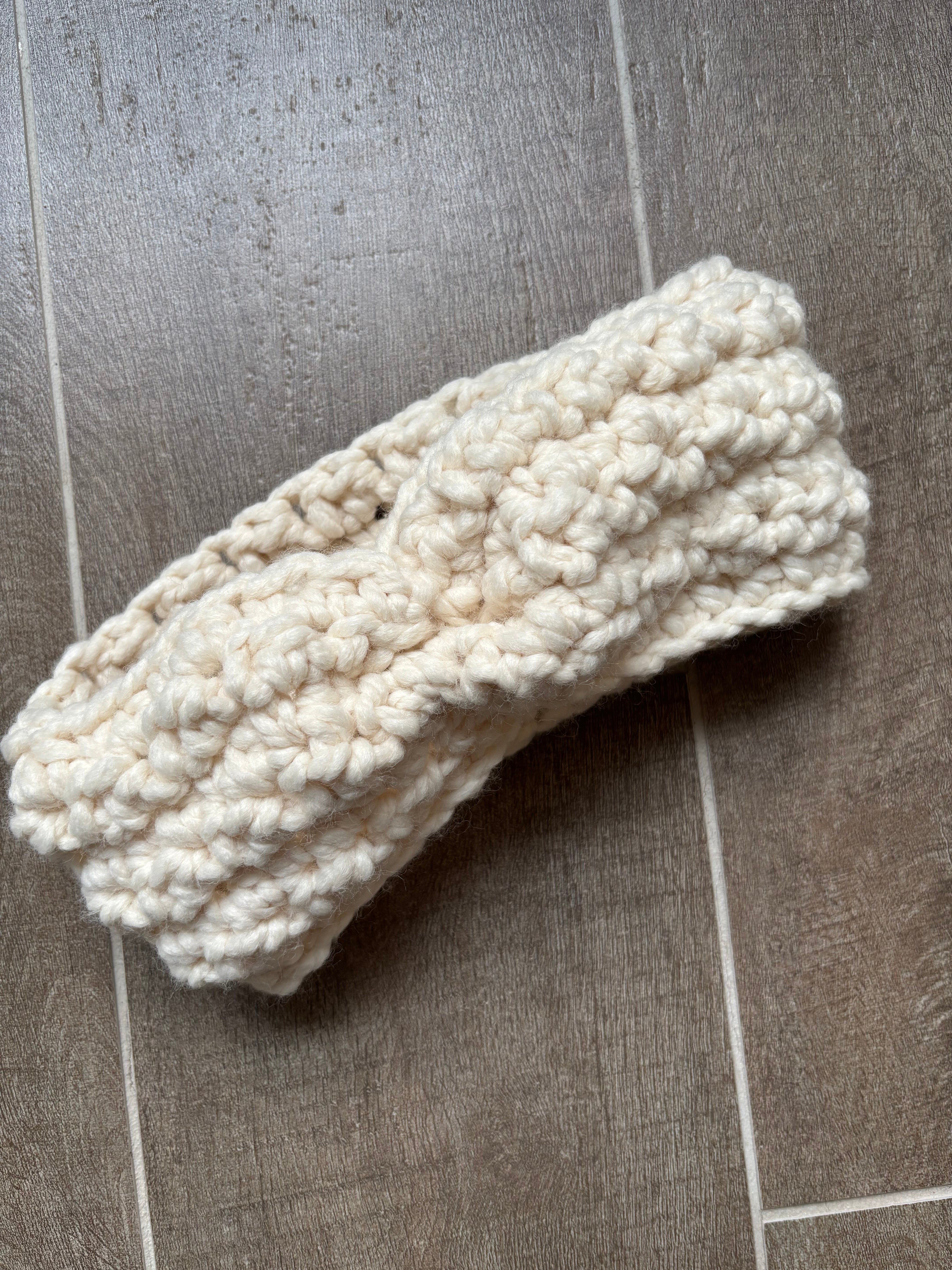 Hand Crocheted Headband | Super Chunky | Cream