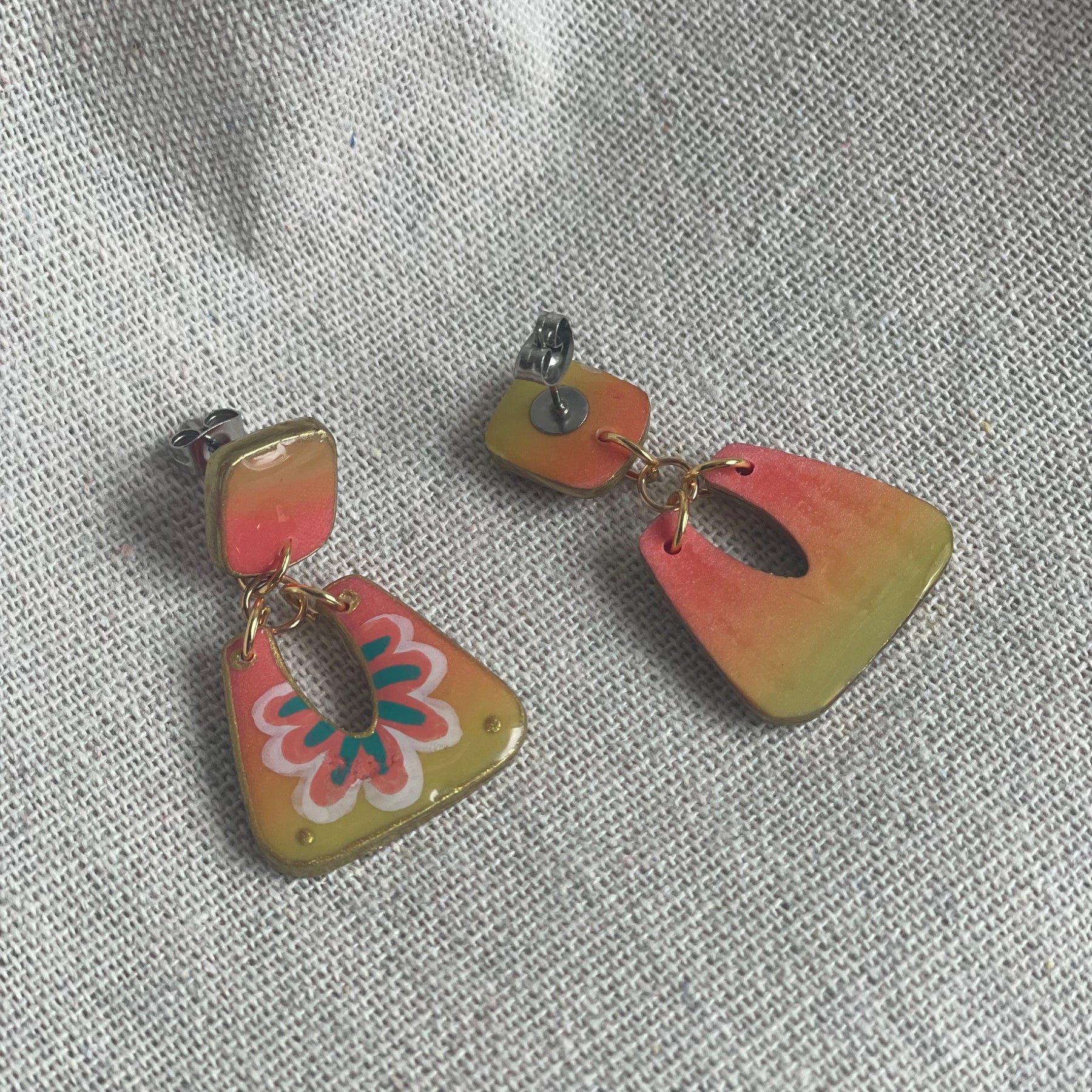 Polymer Clay Stud Dangles - Blossom