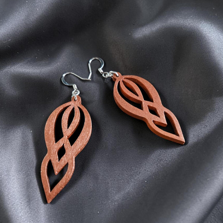 Handpainted Wooden Elegant Geometric earrings - Burnt Orange
