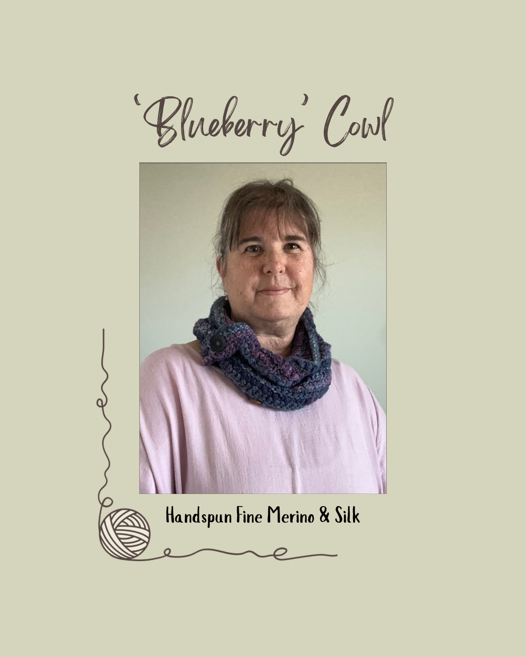Handspun Merino & Silk Crocheted 'Blueberry' Cowl or Neck Warmer