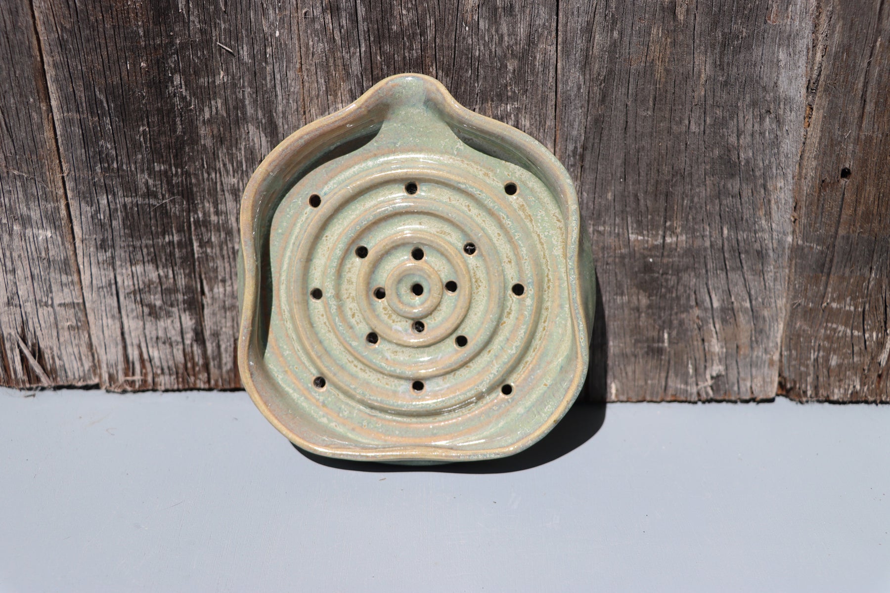 Soap dishes in misty green and blue - hand thrown